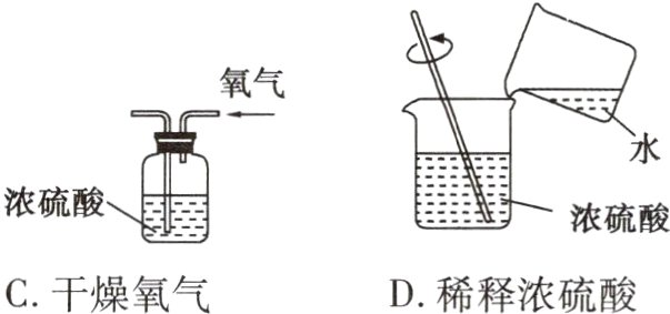 C干燥氧气D稀释浓硫酸
