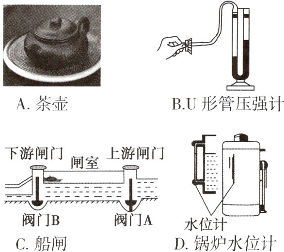 阀门A阀门BD锅炉水位计C船闸