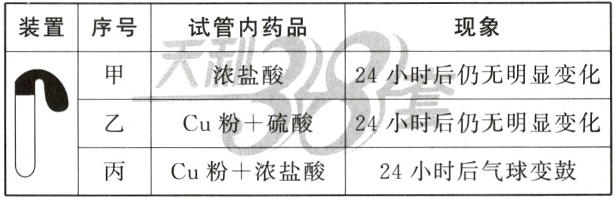 丙Cu粉浓盐酸24小时后气球变鼓