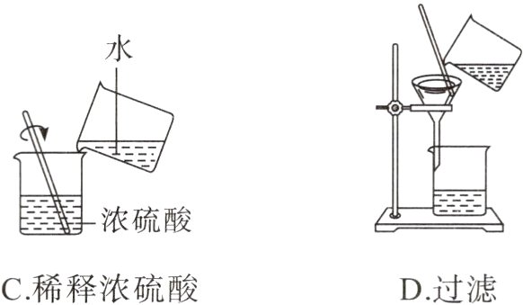 C稀释浓硫酸D过滤