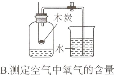 B测定空气中氧气的含量