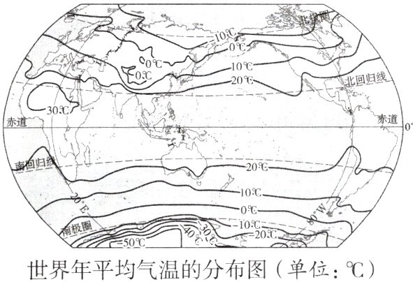 世界年平均气温的分布图单位C
