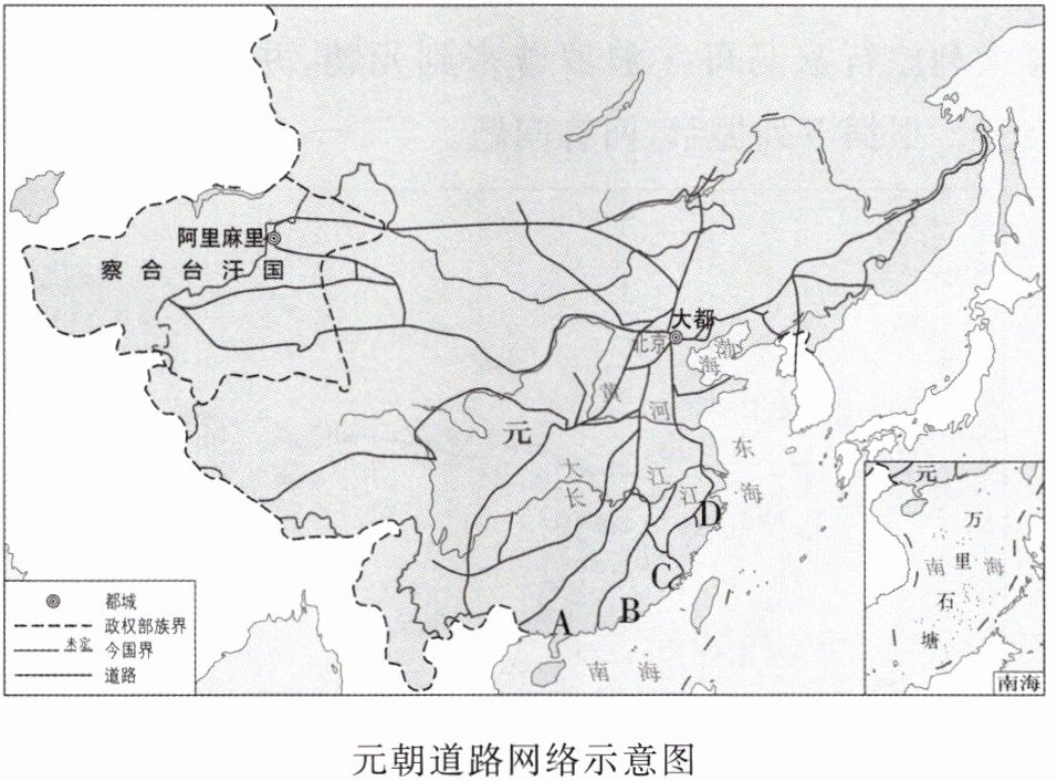 元朝道路网络示意图