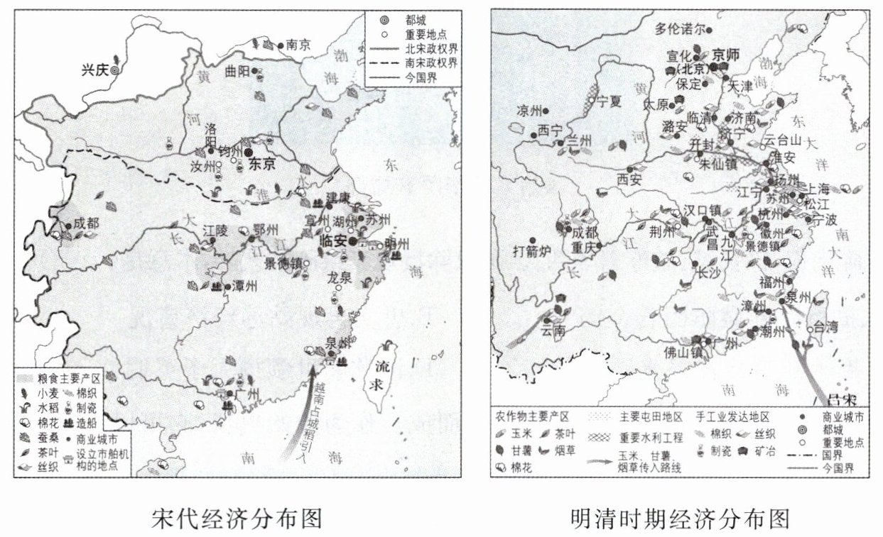 明清时期经济分布图