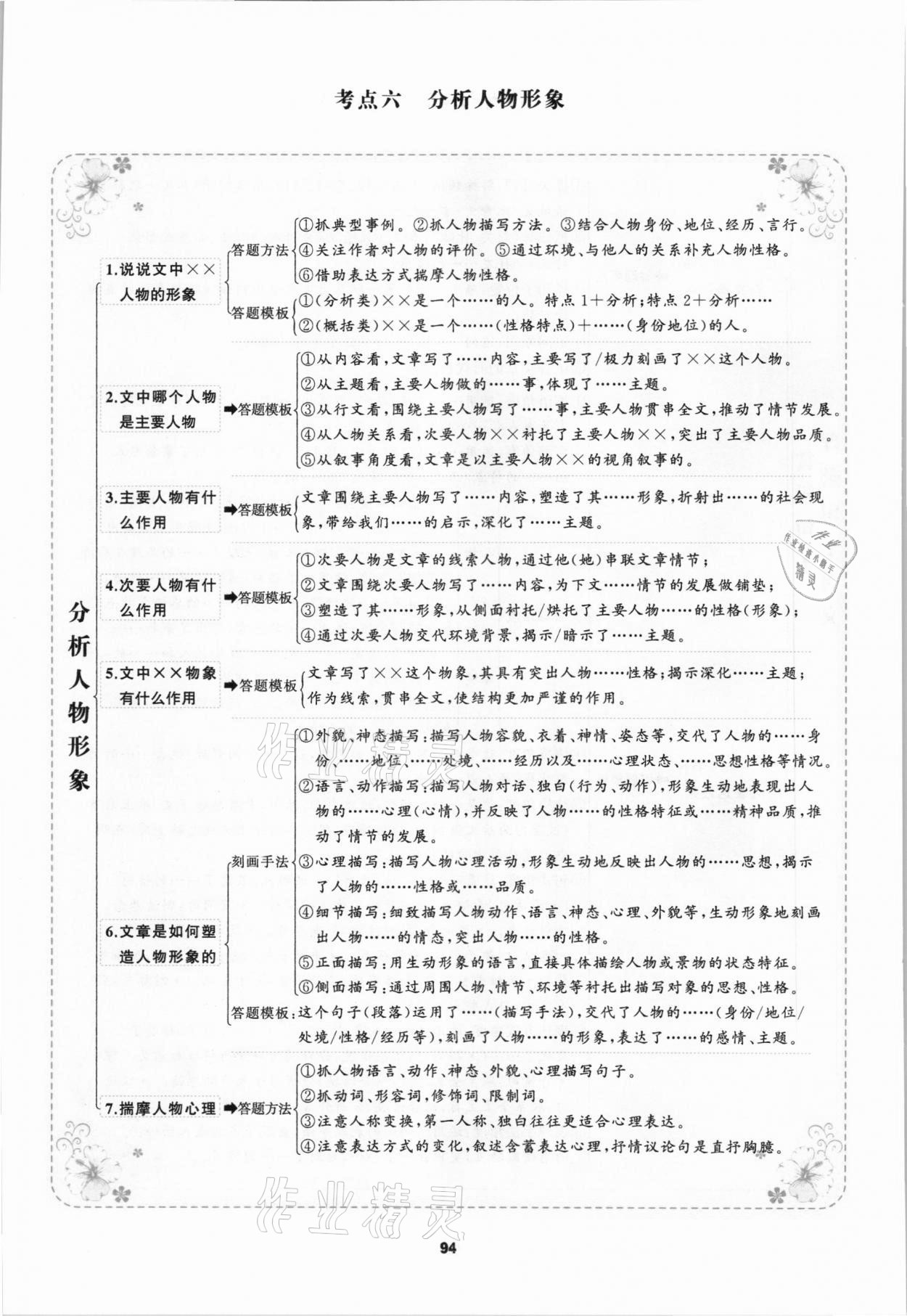 2021年中考高高手语文&nbsp;参考答案第94页