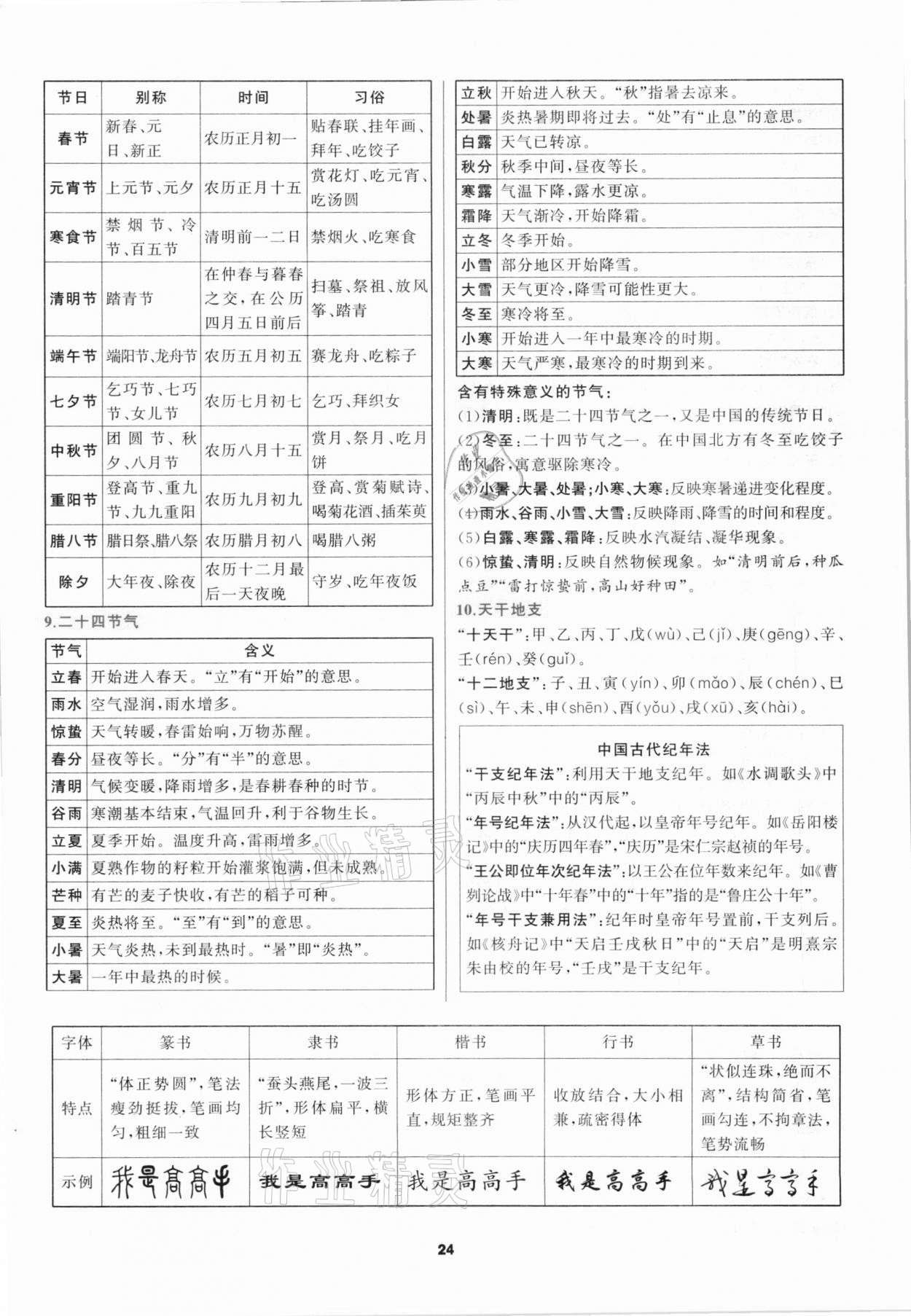 2021年中考高高手语文&nbsp;参考答案第24页