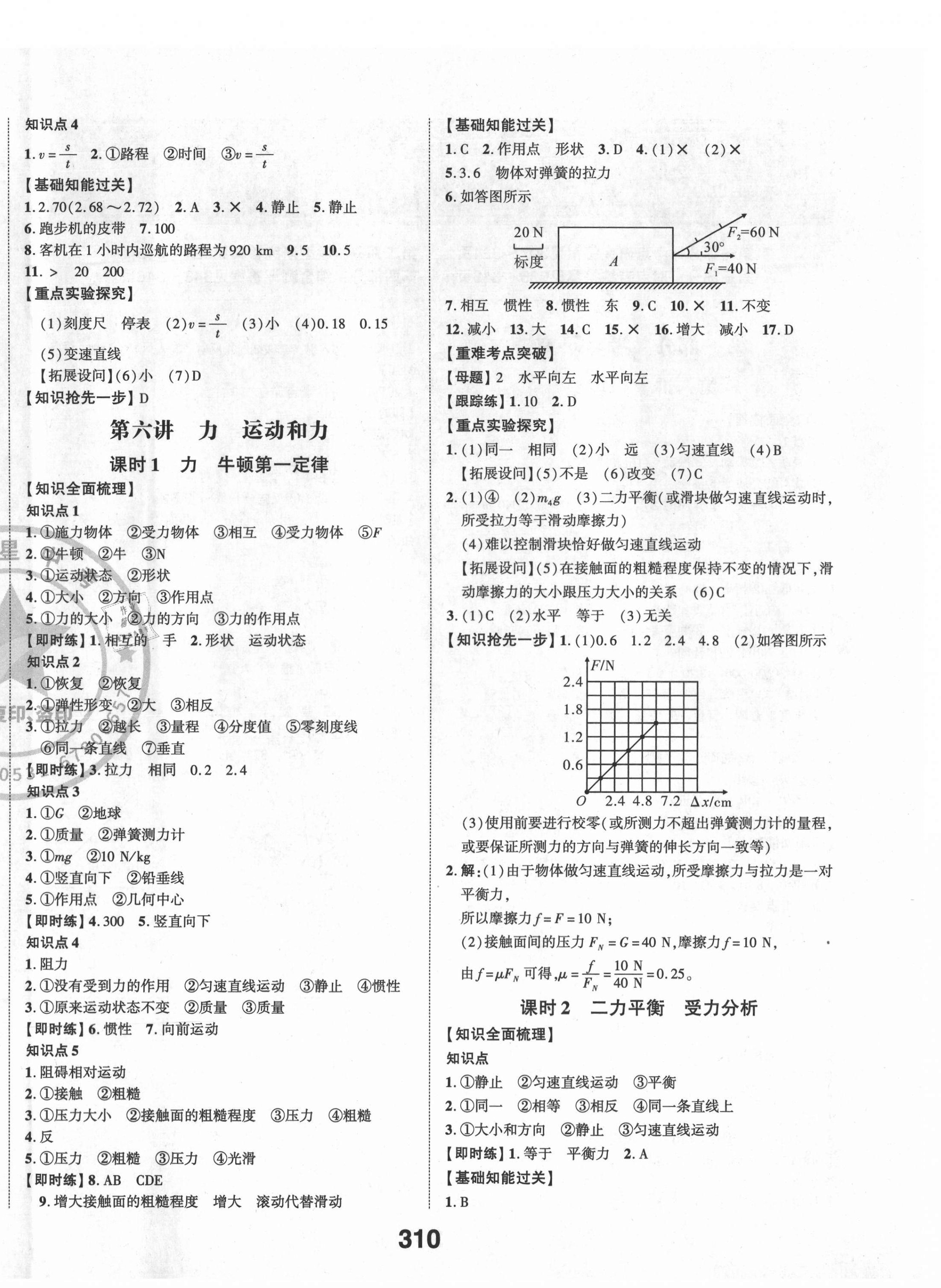 2021年命题研究物理安徽专版&nbsp;参考答案第4页