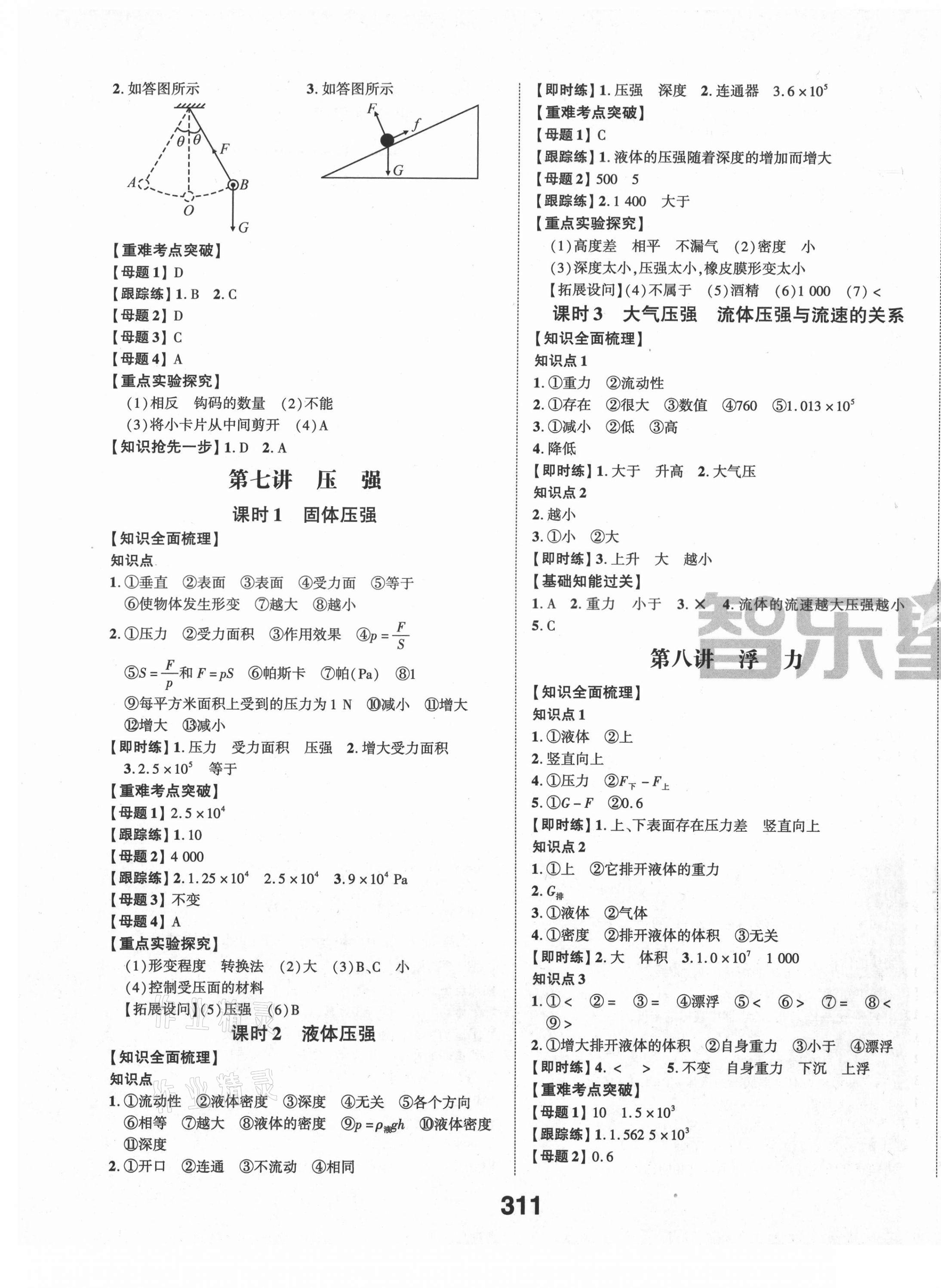 2021年命题研究物理安徽专版&nbsp;参考答案第5页