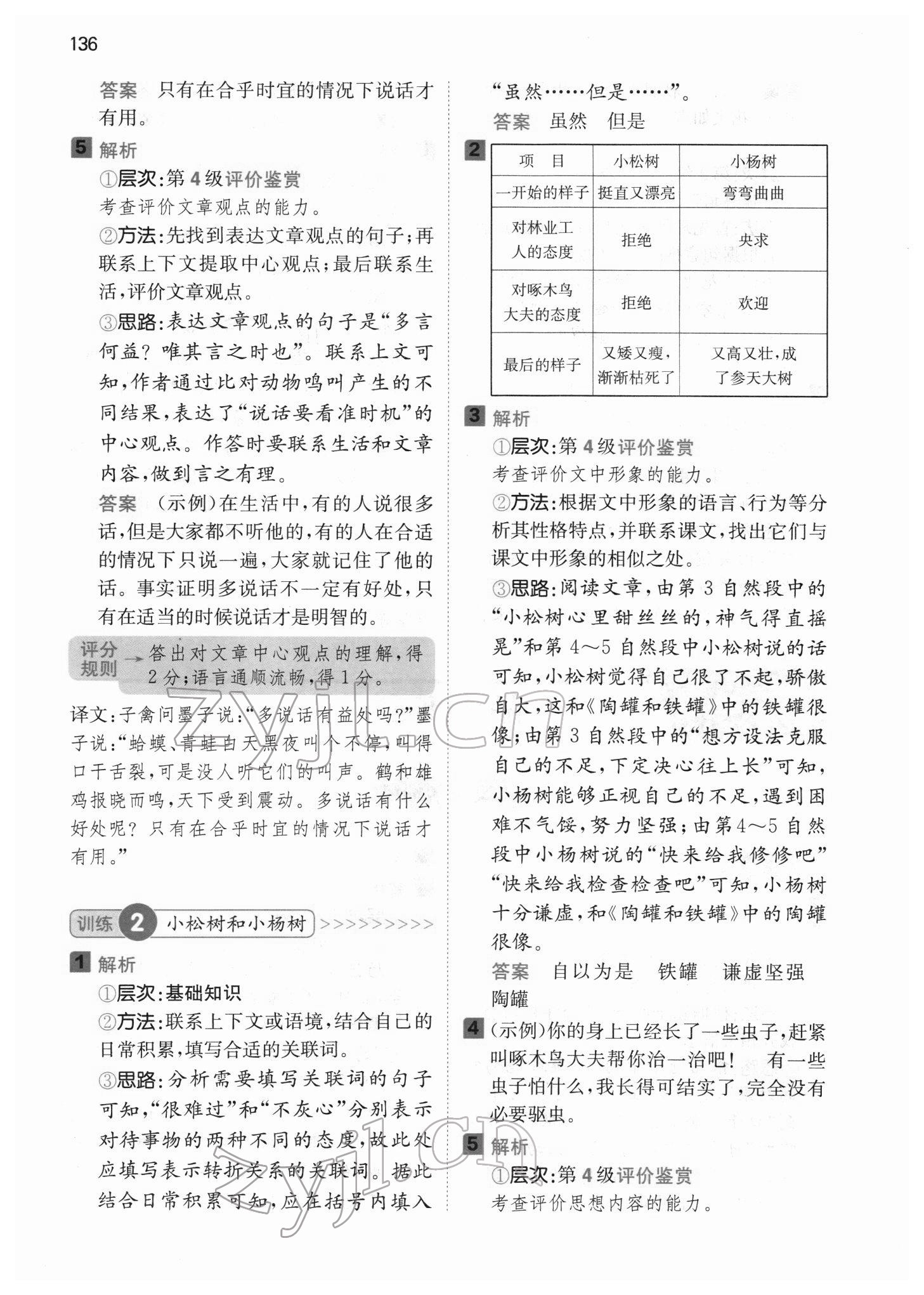 2022年一本阅读能力训练100分三年级语文B版&nbsp;参考答案第6页