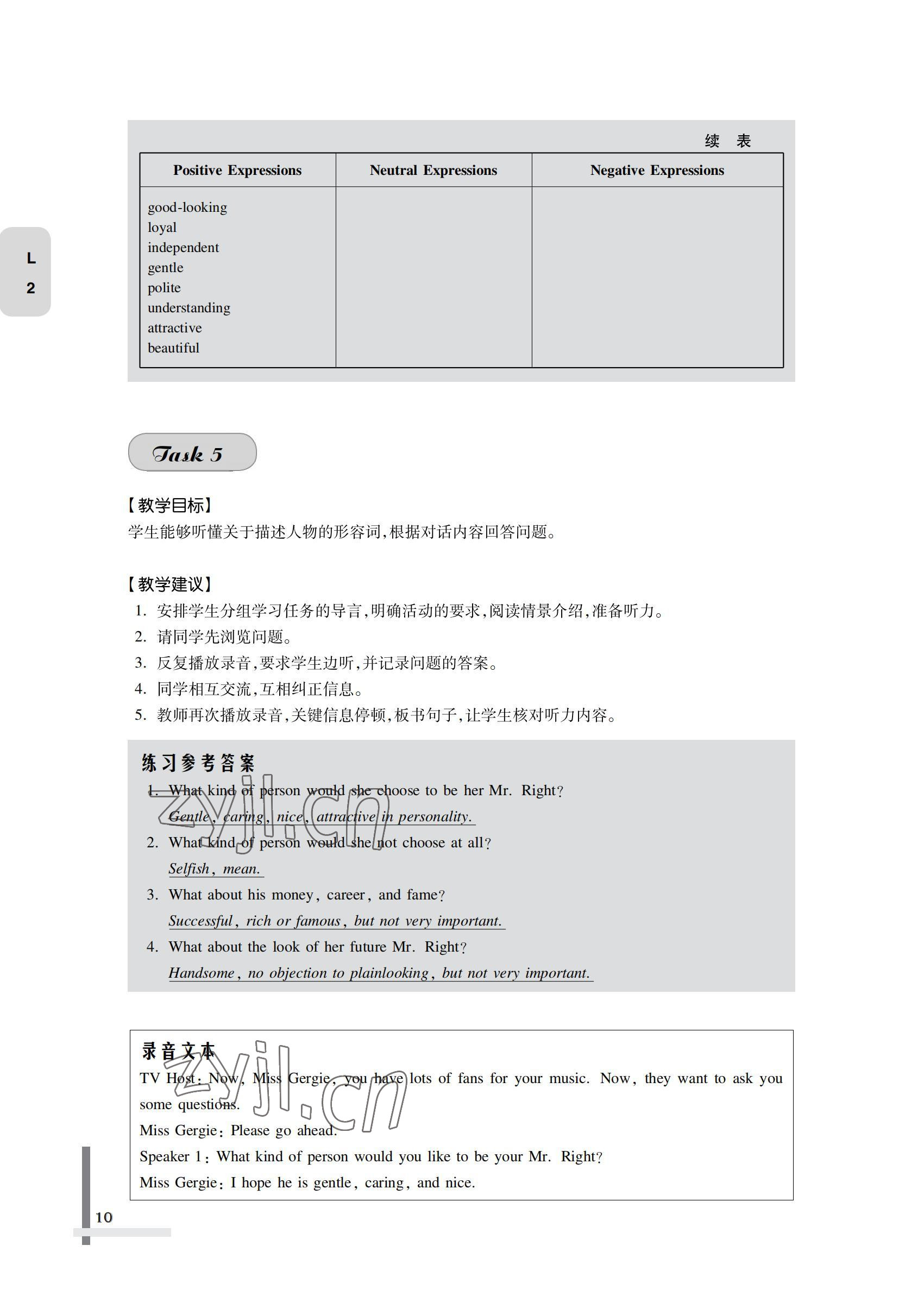2022年英语习题集第二册第四版&nbsp;参考答案第10页