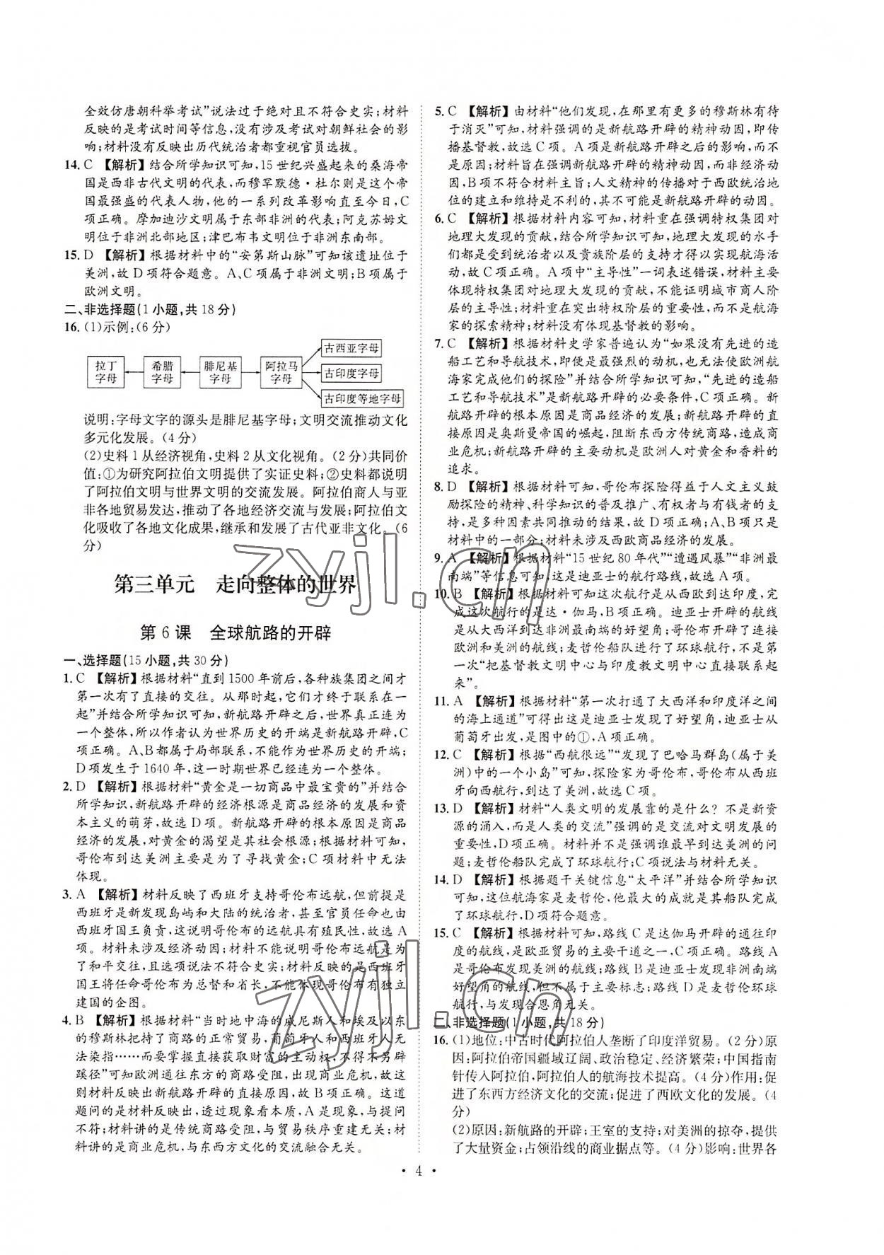 2022年睛点书理高中历史下册&nbsp;第4页