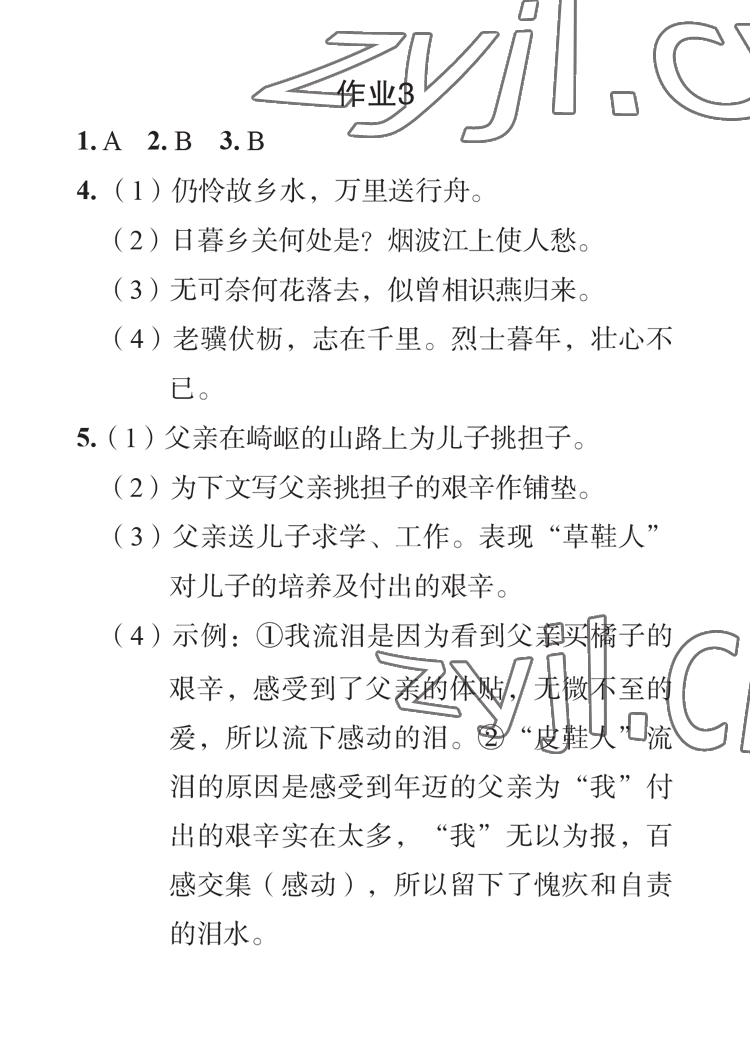 2023年七彩假日寒假生活八年级景德镇专版&nbsp;参考答案第5页