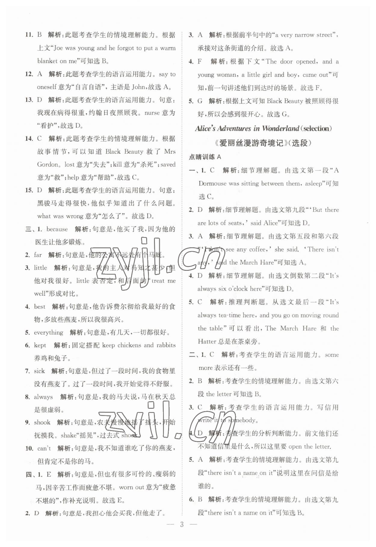 2023年经典名著点睛训练八年级英语下册译林版&nbsp;第3页