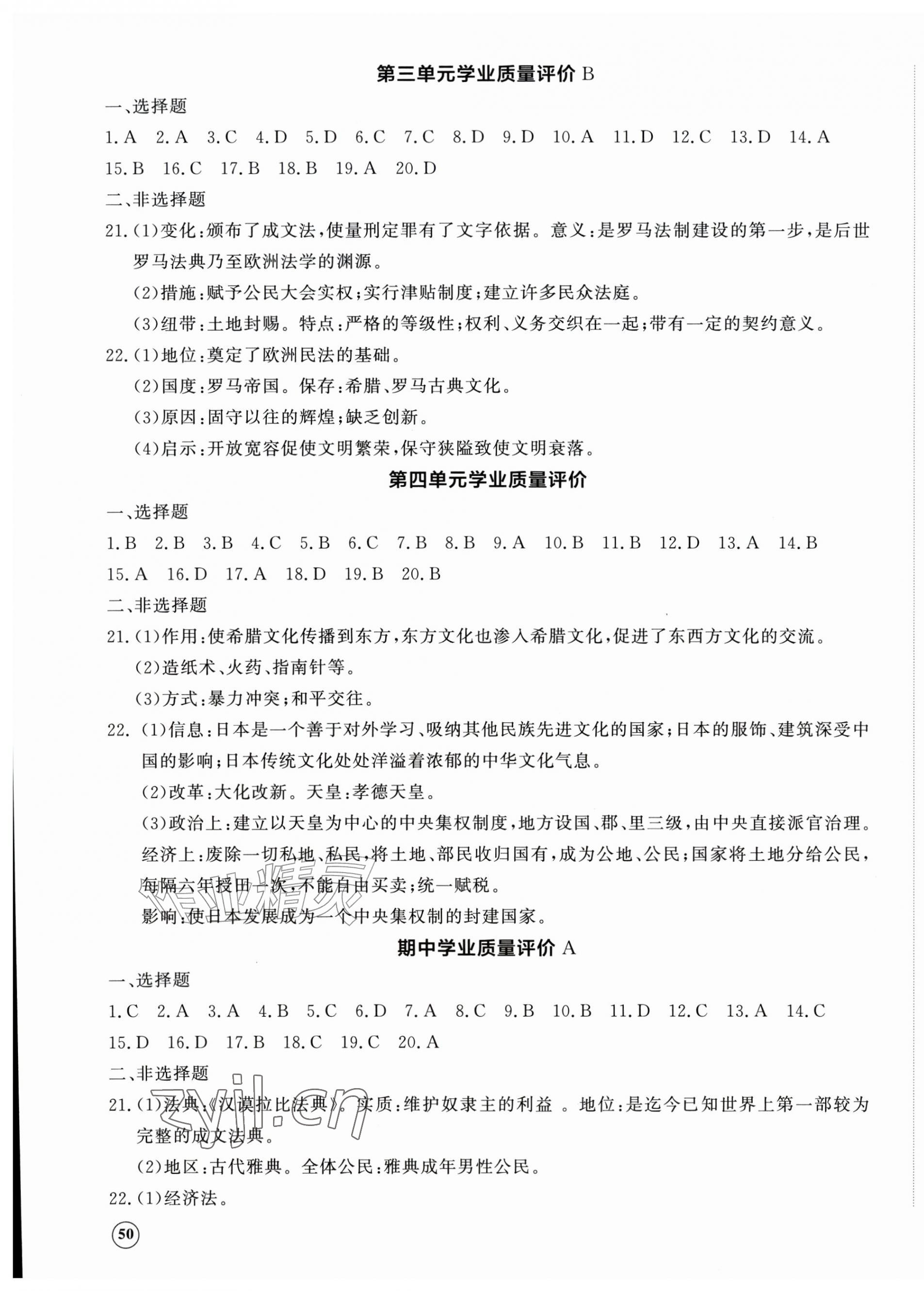 2026年精练课堂分层作业九年级历史上册人教版&nbsp;第3页