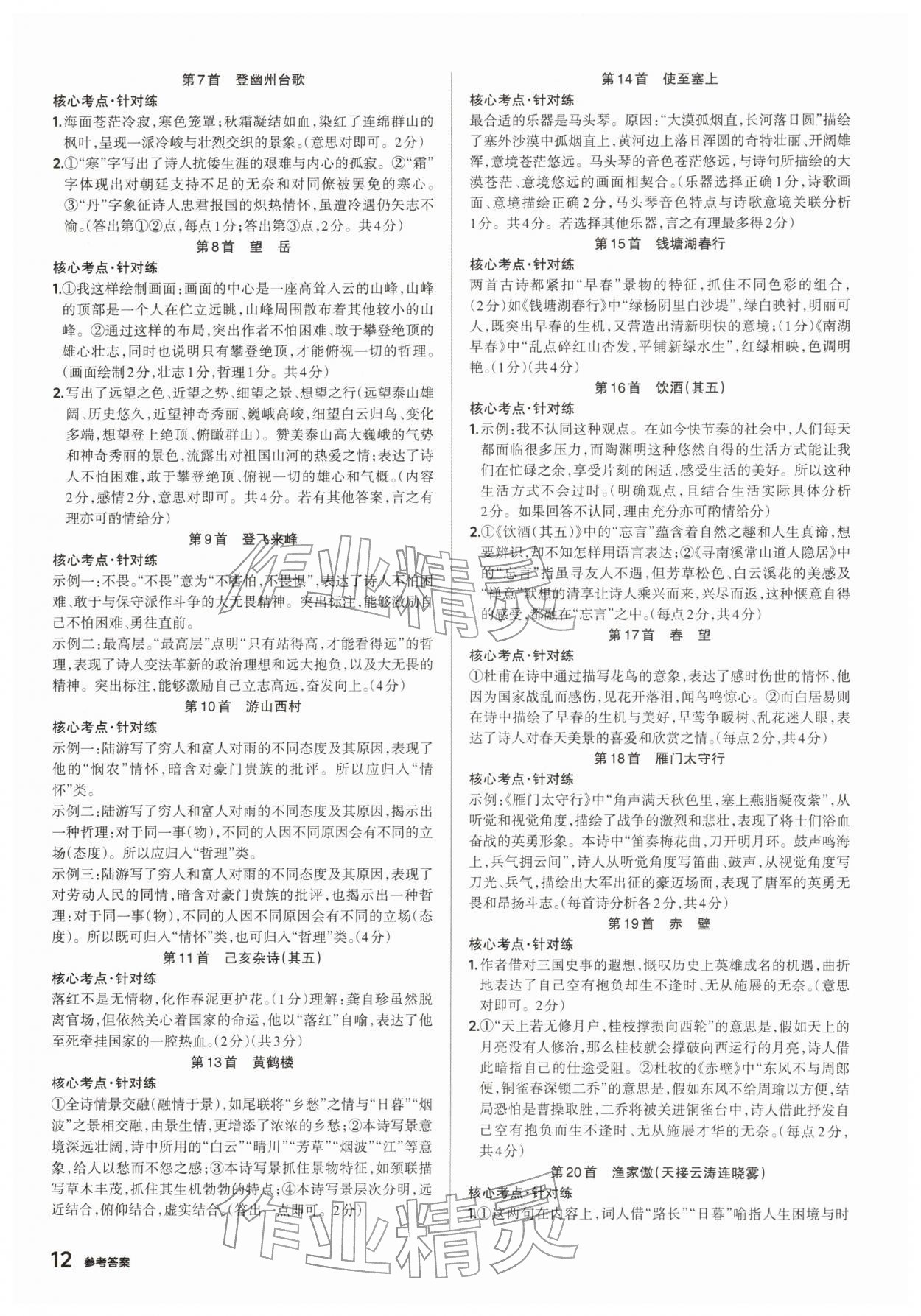 2026年鼎成中考精准提分语文河南专版&nbsp;参考答案第12页