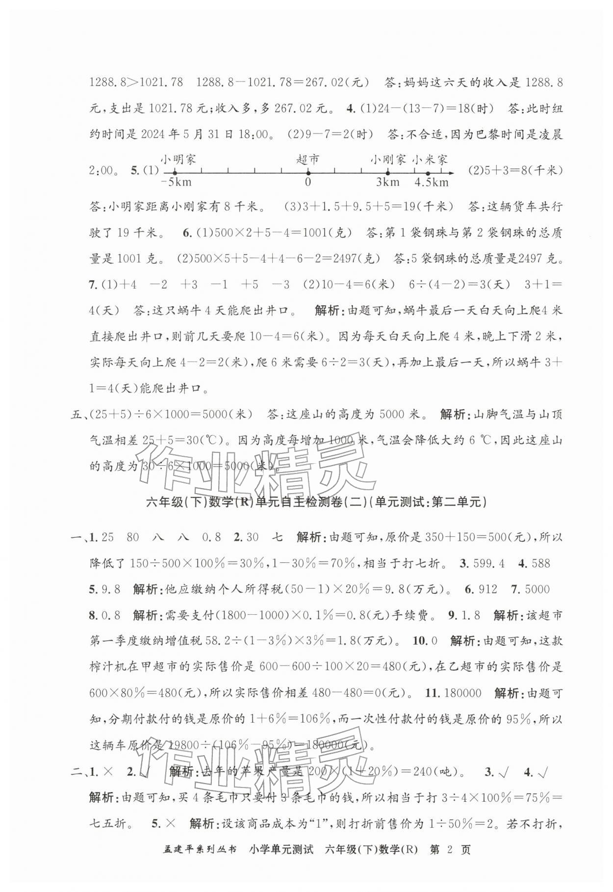 2026年孟建平单元测试六年级数学下册人教版&nbsp;第2页