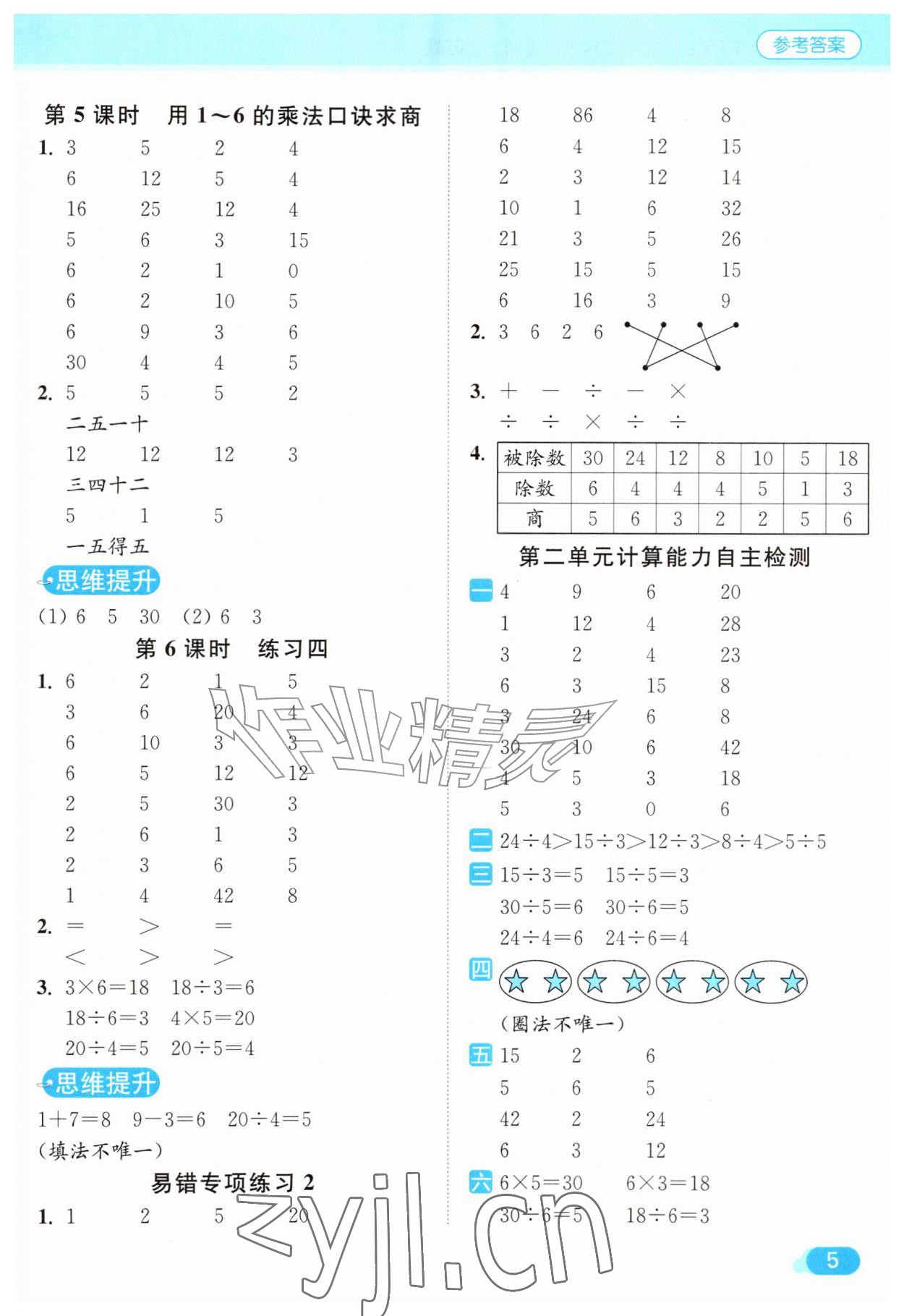 2026年亮点给力计算天天练二年级数学上册苏教版&nbsp;第5页