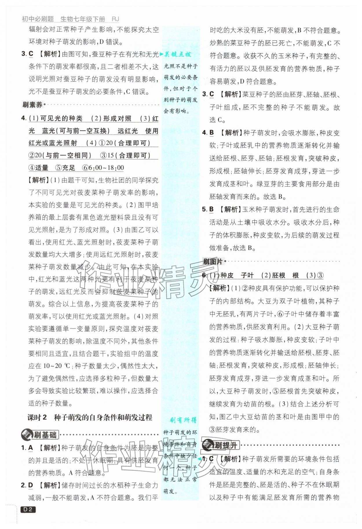 2026年初中必刷题七年级生物下册人教版&nbsp;第2页