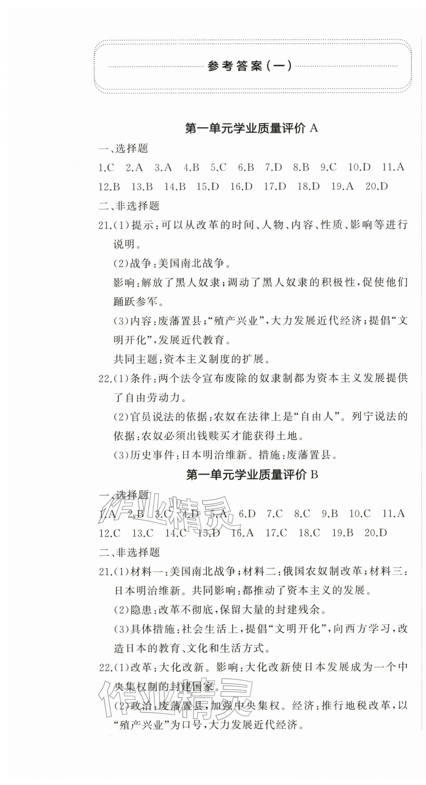 2026年精练课堂分层作业九年级历史下册人教版&nbsp;第1页