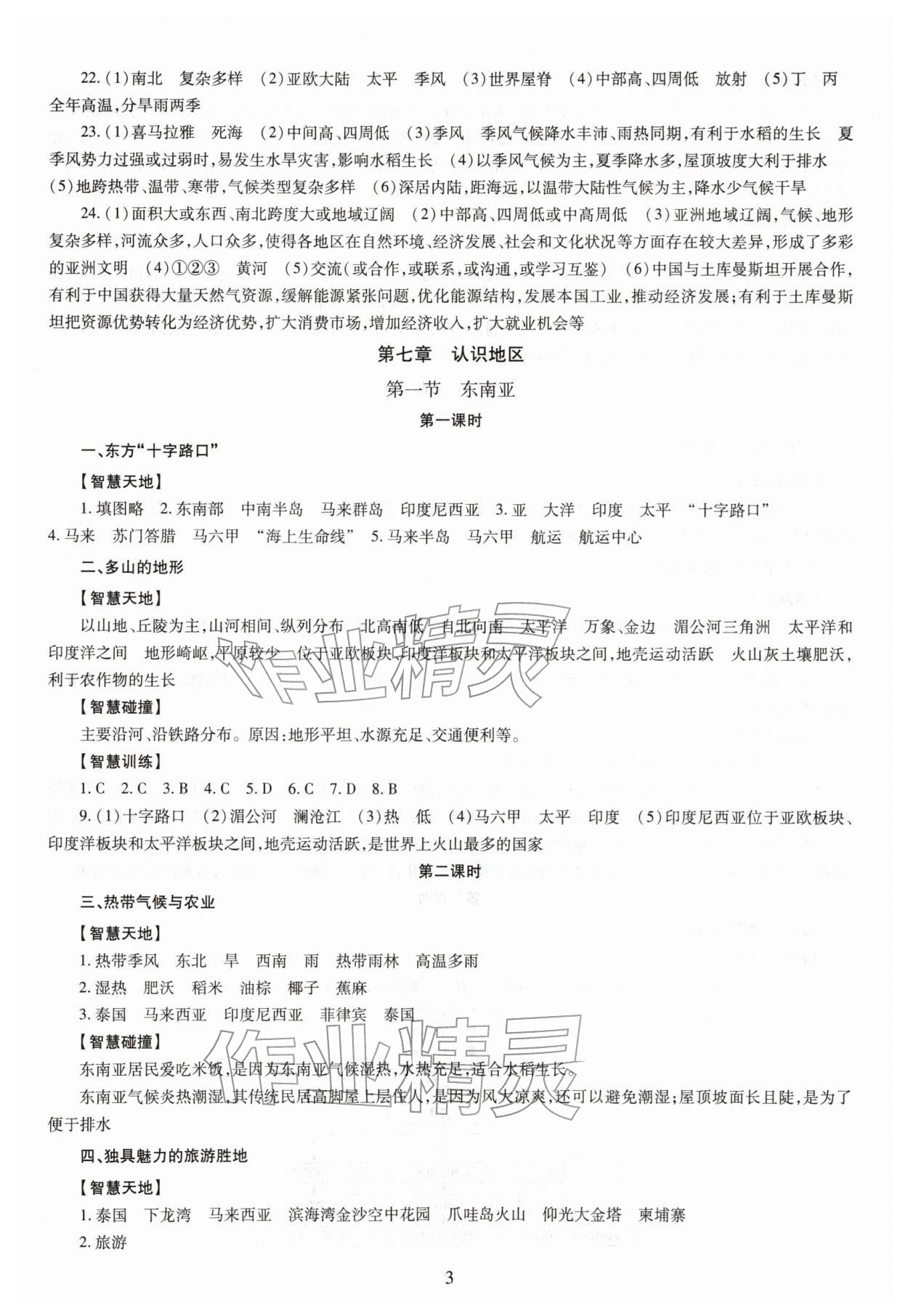2026年智慧学习七年级地理下册商务星球版&nbsp;第3页