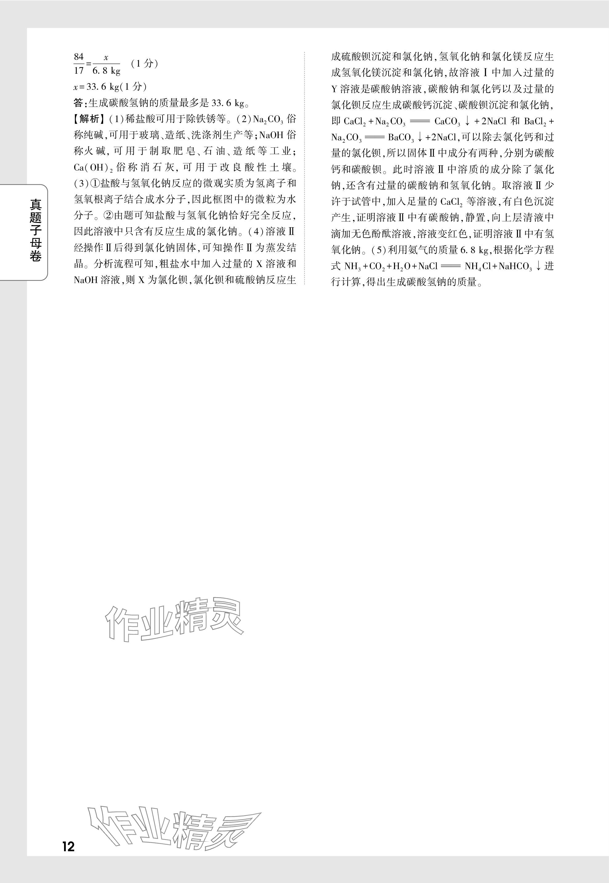 2024年万唯中考真题子母卷化学河南专版&nbsp;参考答案第25页