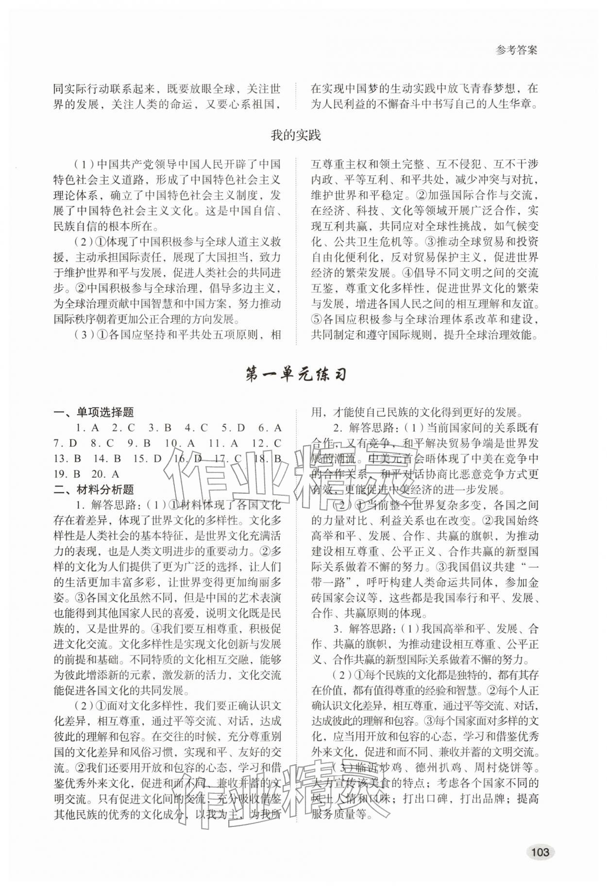 2026年学习实践手册山东人民出版社九年级道德与法治人教版54制&nbsp;第3页