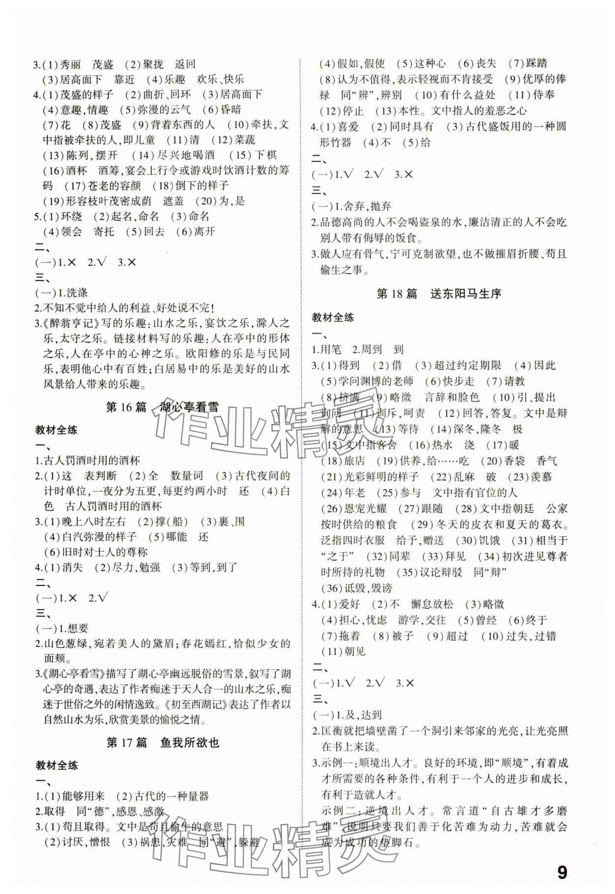 2024年智乐星中考命题研究语文中考重庆专版&nbsp;参考答案第8页