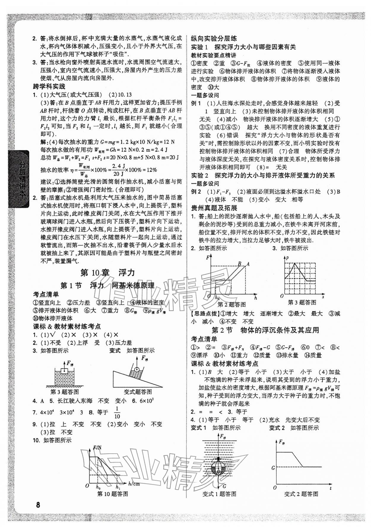 2026年万唯中考试题研究物理贵州专版&nbsp;参考答案第8页