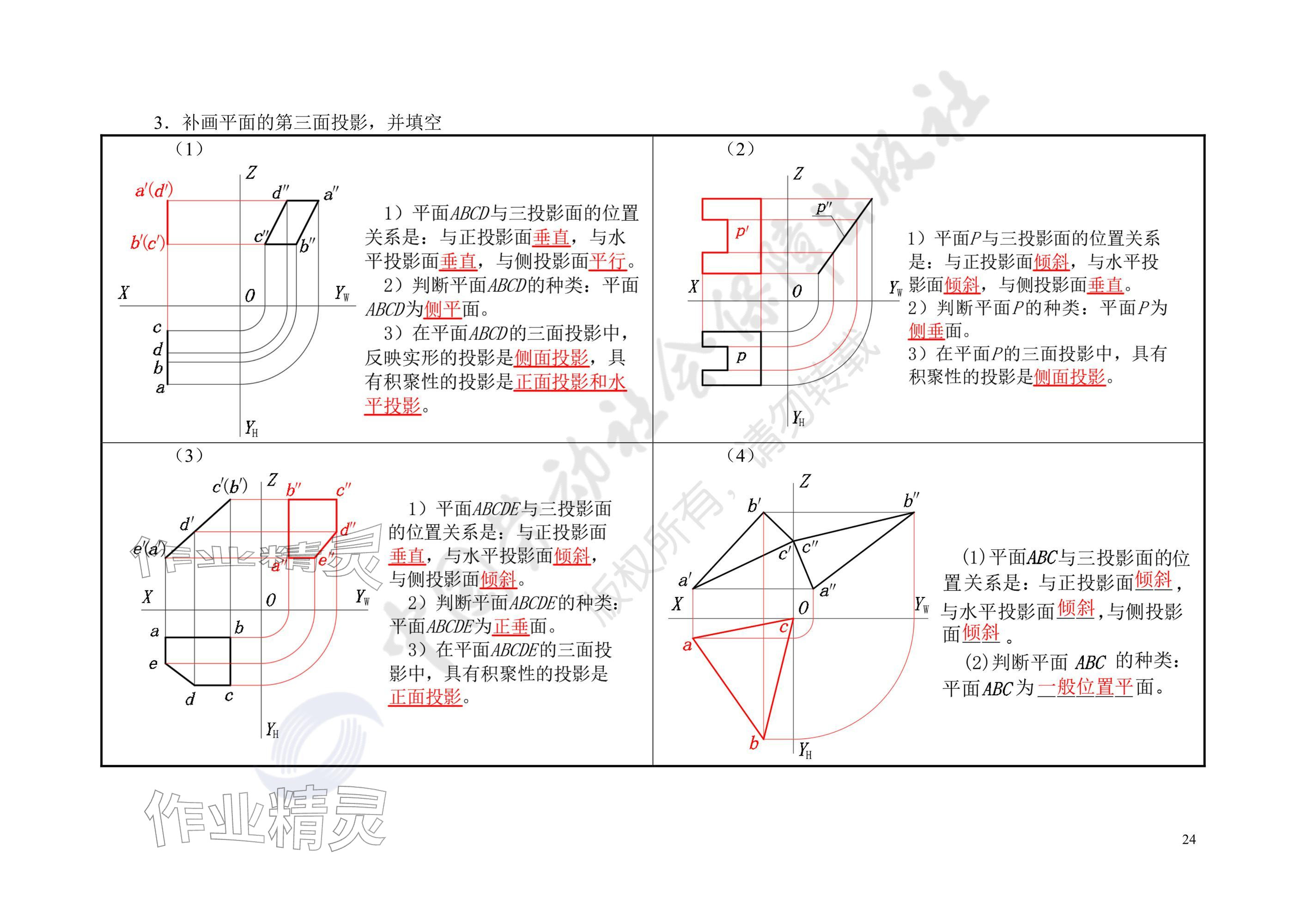 2025年汽车机械识图习题册&nbsp;参考答案第24页