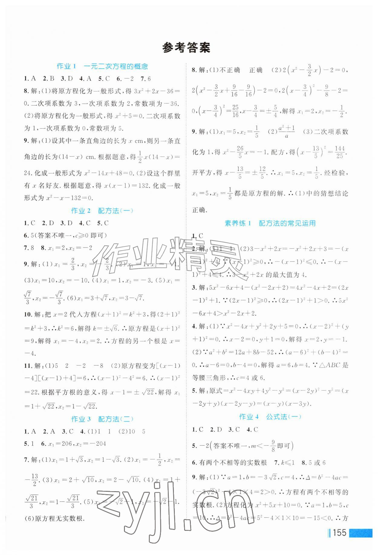 2026年作业新编九年级数学上册人教版&nbsp;第1页