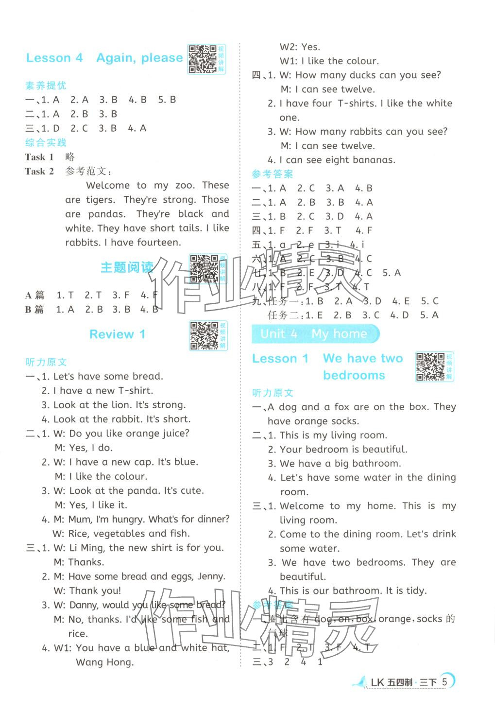 2025年阳光同学课时优化作业三年级英语下册鲁科版五四制&nbsp;第5页