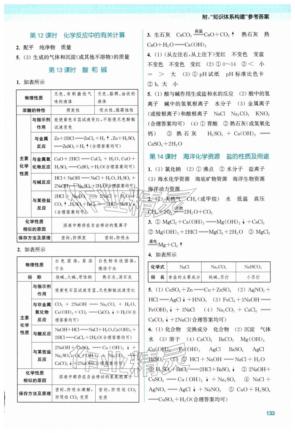 2026年通城1典中考复习方略化学鲁教版&nbsp;参考答案第3页