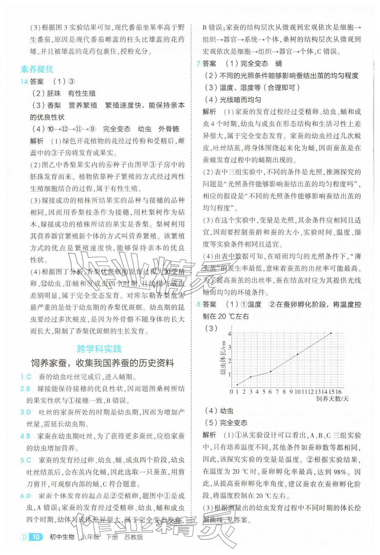 2026年5年中考3年模拟八年级生物下册苏教版&nbsp;第10页