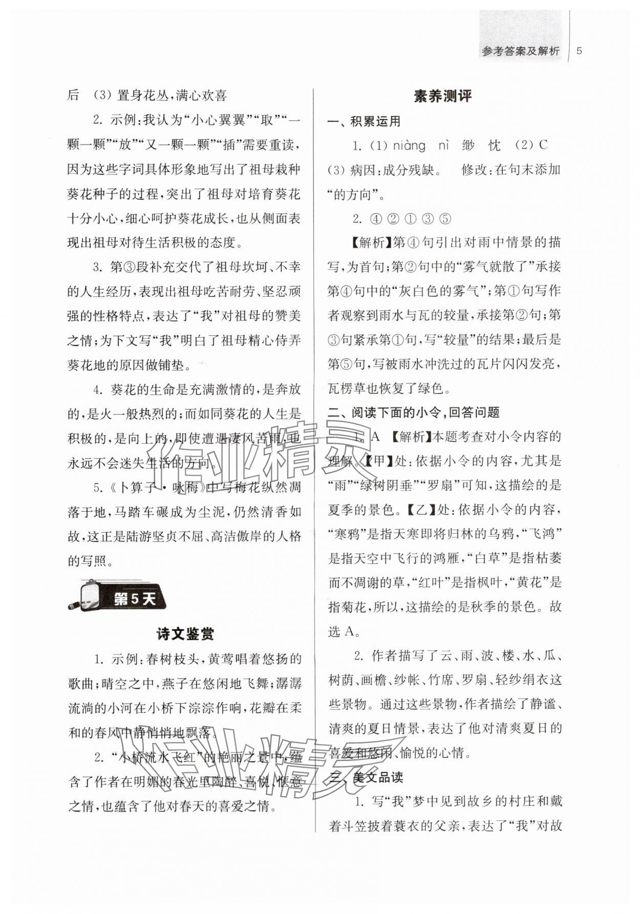 2025年超能学典衔接优学练六年级语文通用版&nbsp;第5页