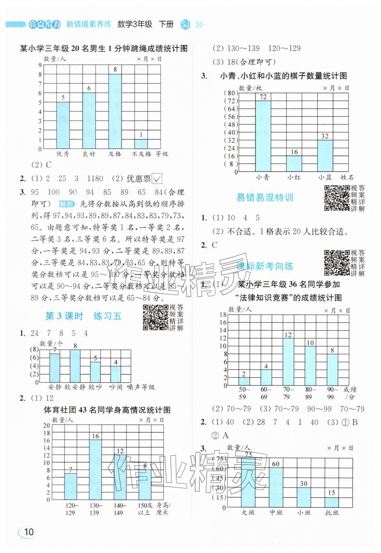 2026年亮点给力新情境素养练三年级数学下册苏教版&nbsp;参考答案第10页