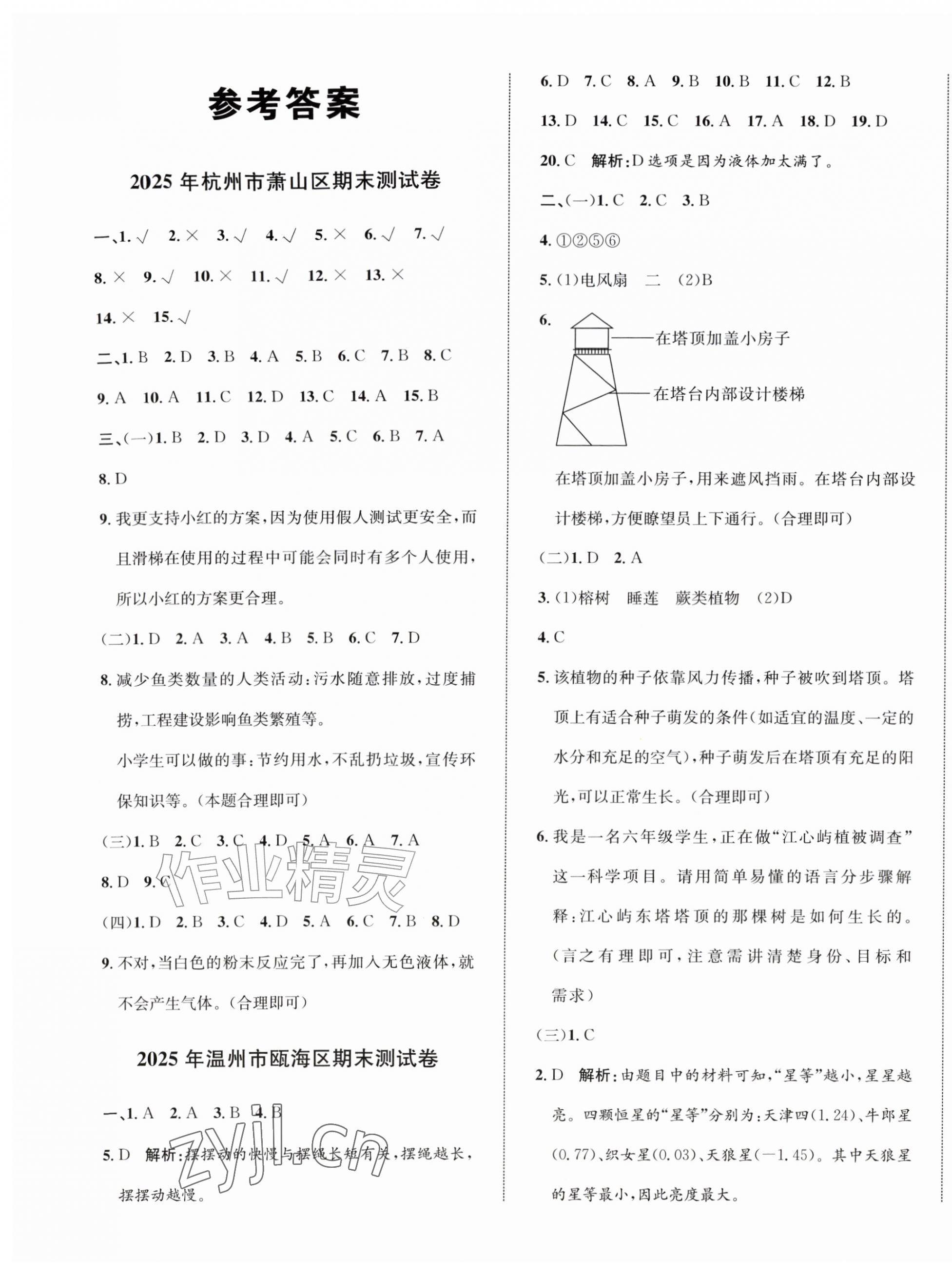 2026年浙点通期末卷六年级科学下册教科版浙江专版&nbsp;第1页