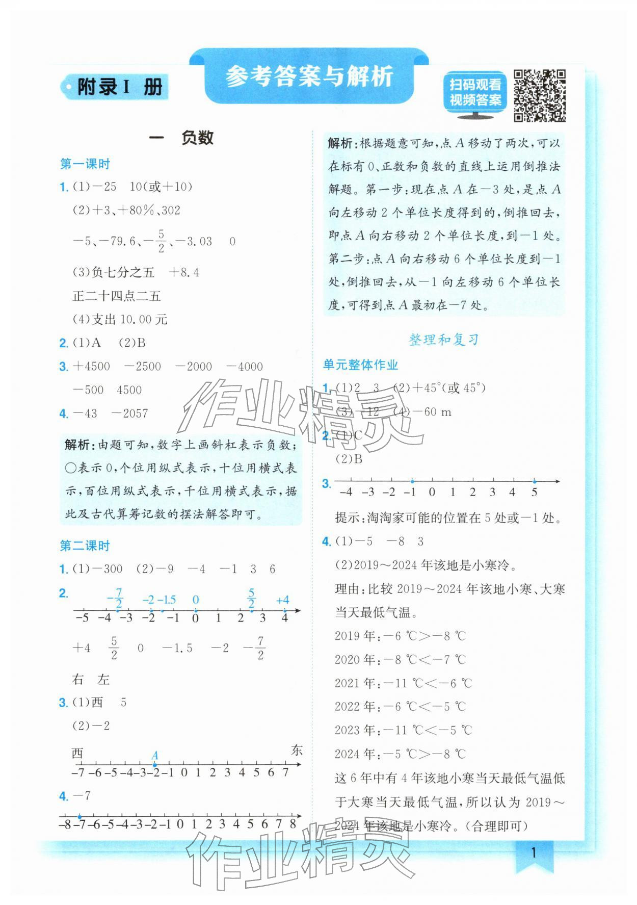 2026年黄冈小状元作业本六年级数学下册人教版&nbsp;第1页