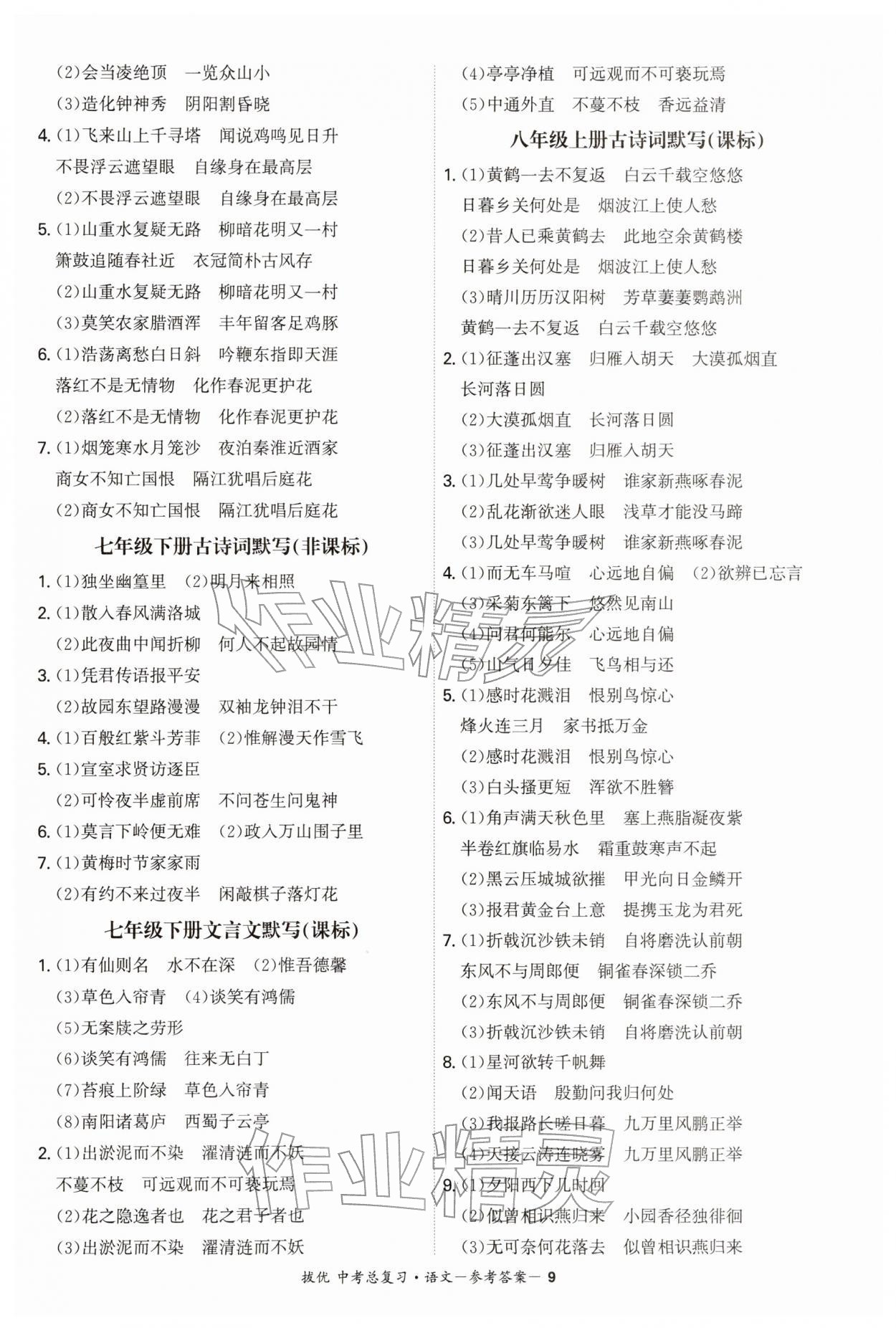 2026年拔优中考总复习语文&nbsp;第9页