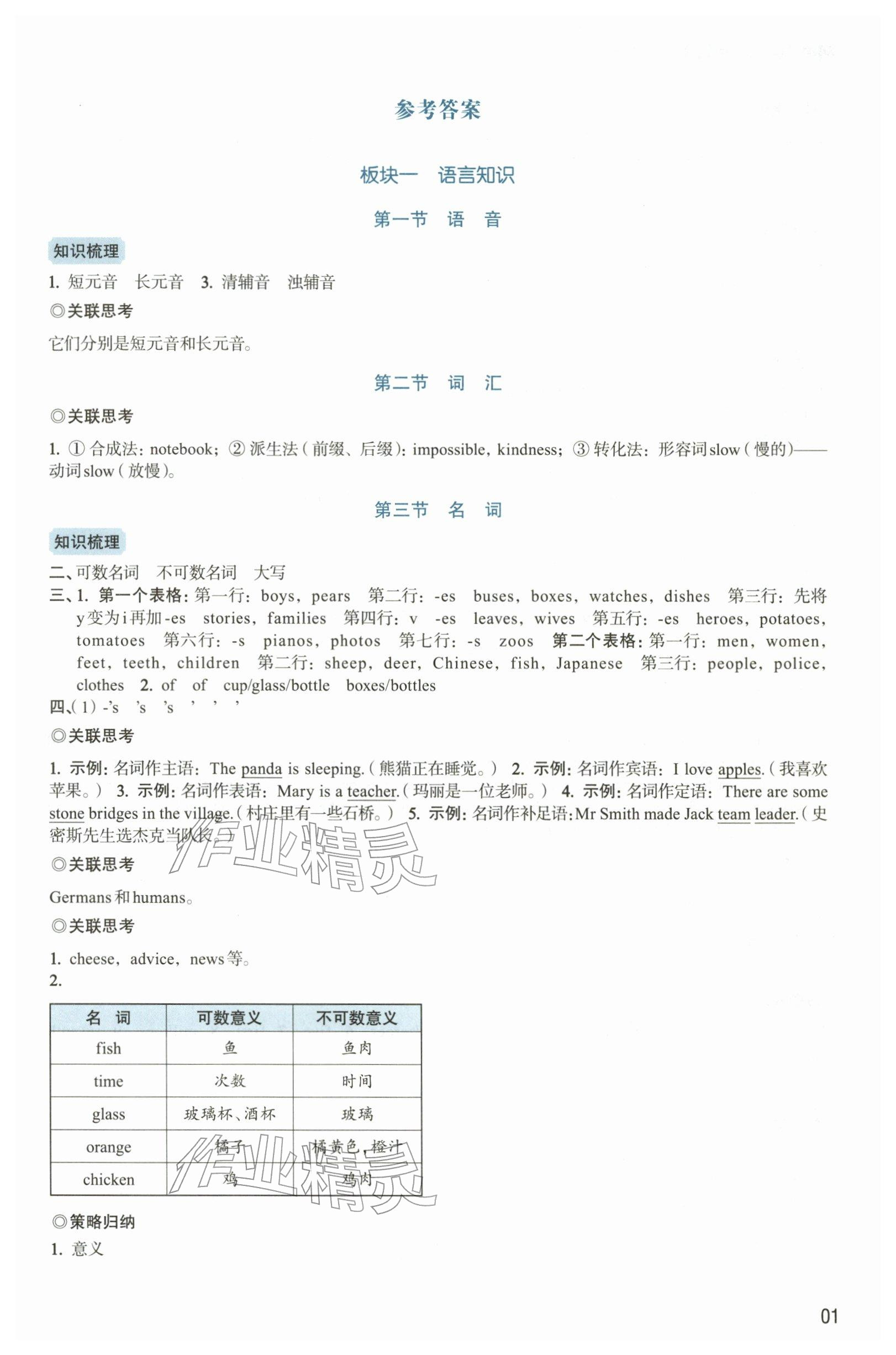 2026年初中学业水平考试复习导引英语&nbsp;参考答案第1页