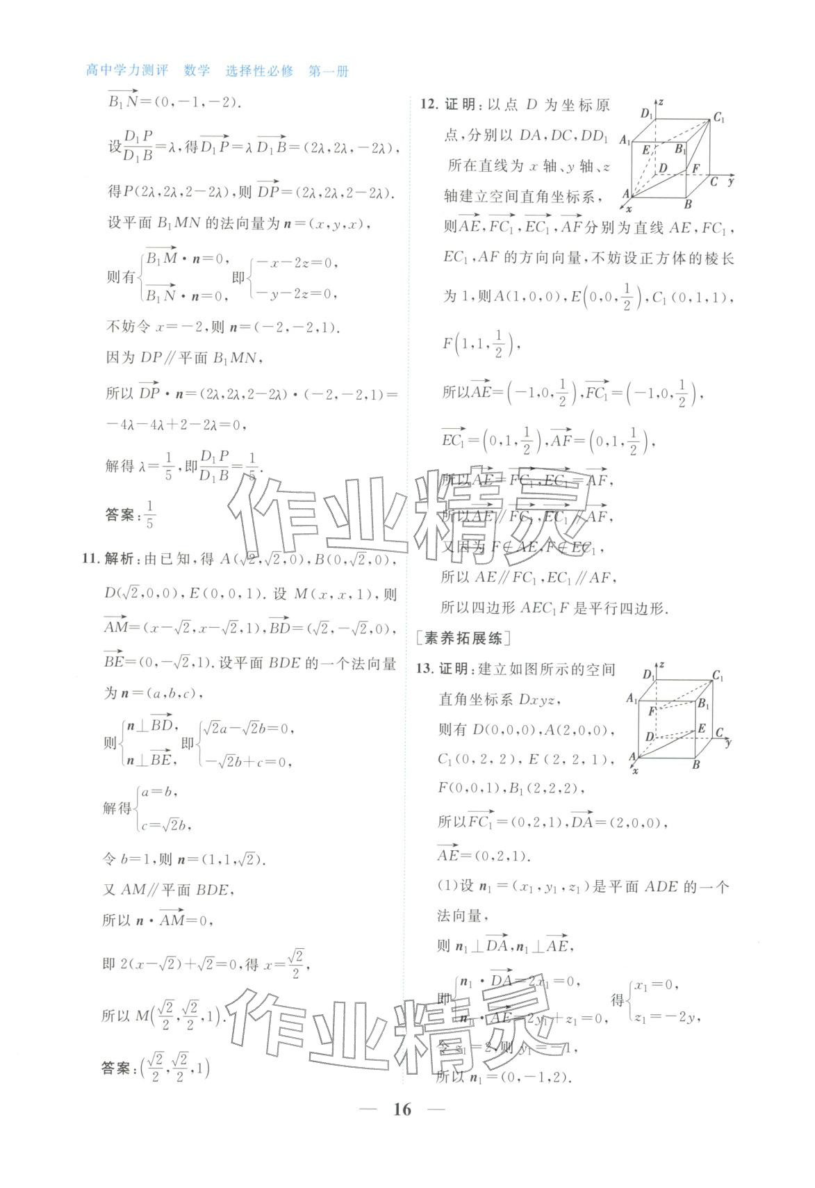 2025年高中学力测评数学选择性必修第一册&nbsp;第16页