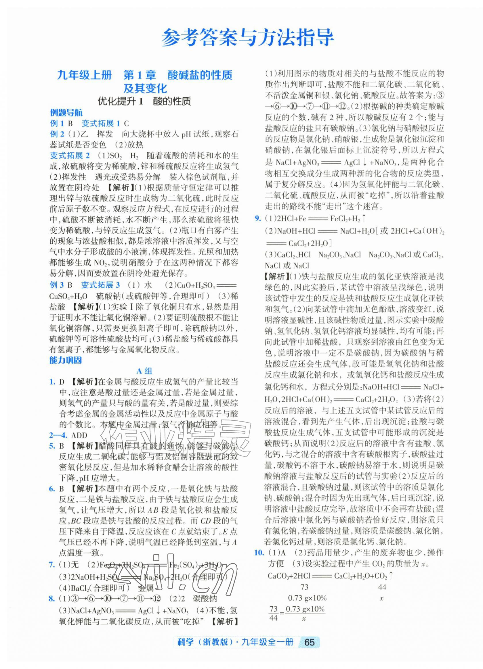 2026年励耘新培优九年级科学全一册浙教版&nbsp;第1页