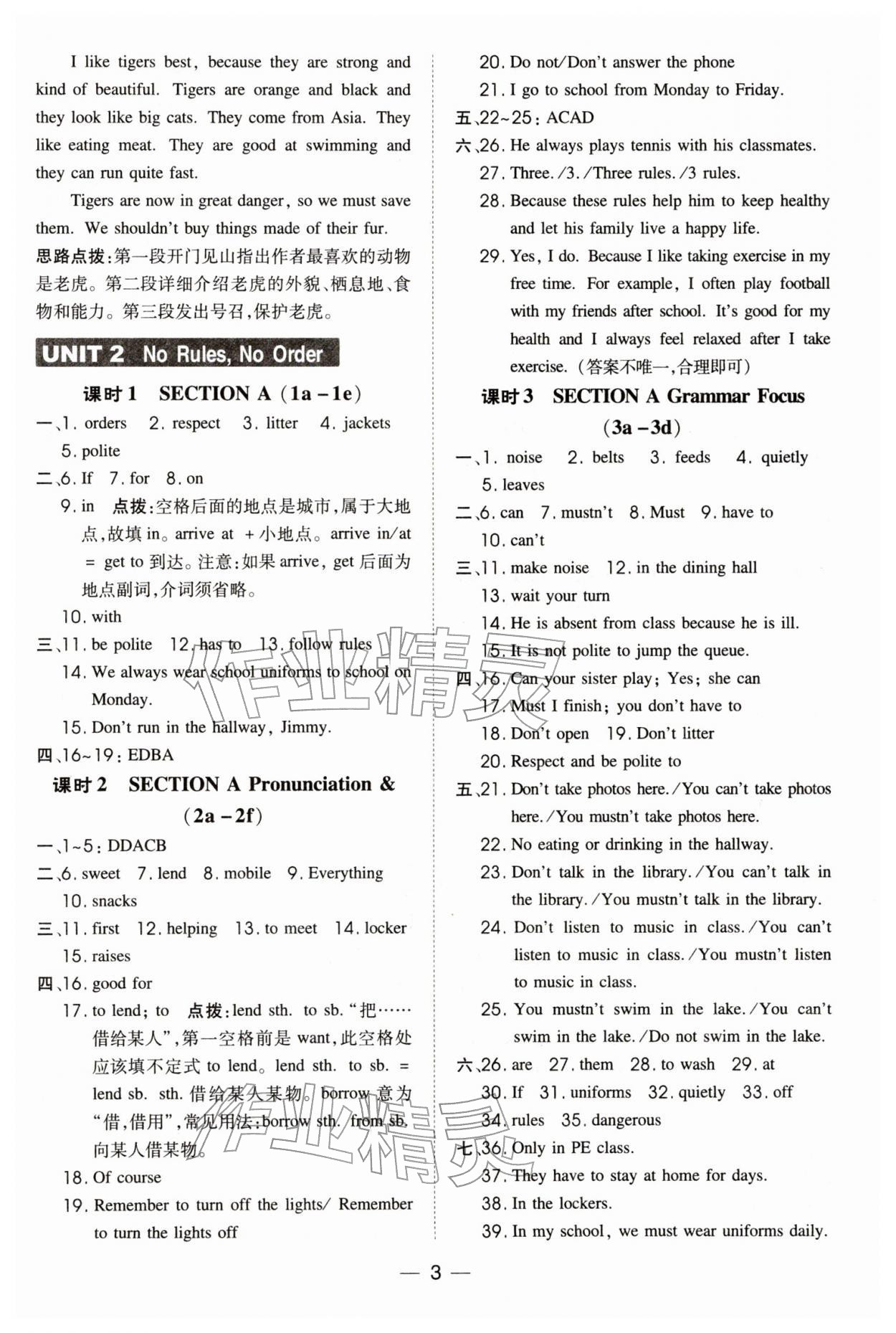 2026年点拨训练七年级英语下册人教版辽宁专版&nbsp;第3页