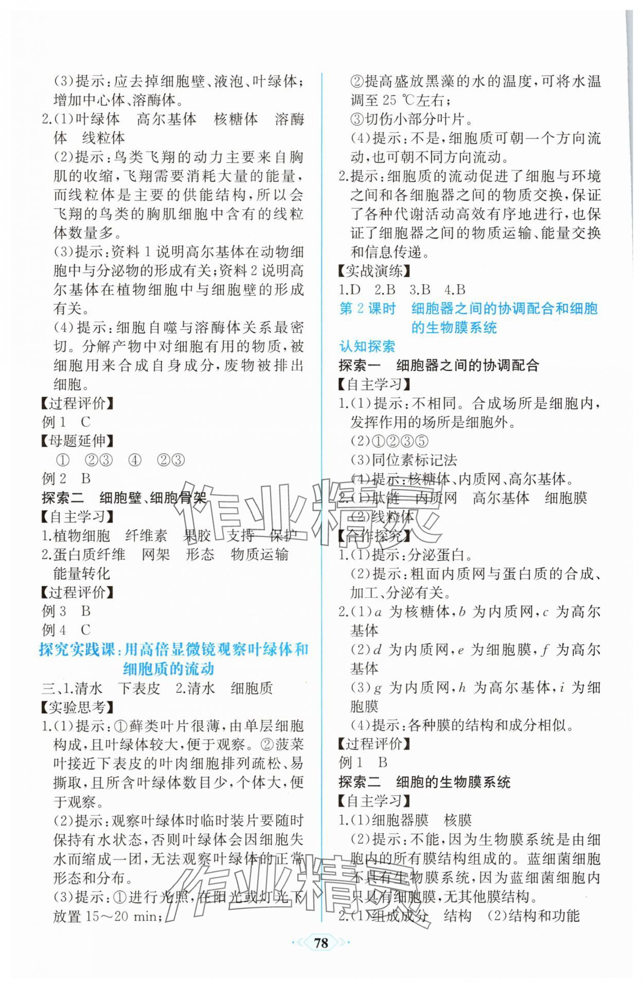 2025年新课程学习评价方案课时练高中必修一生物人教版&nbsp;第8页