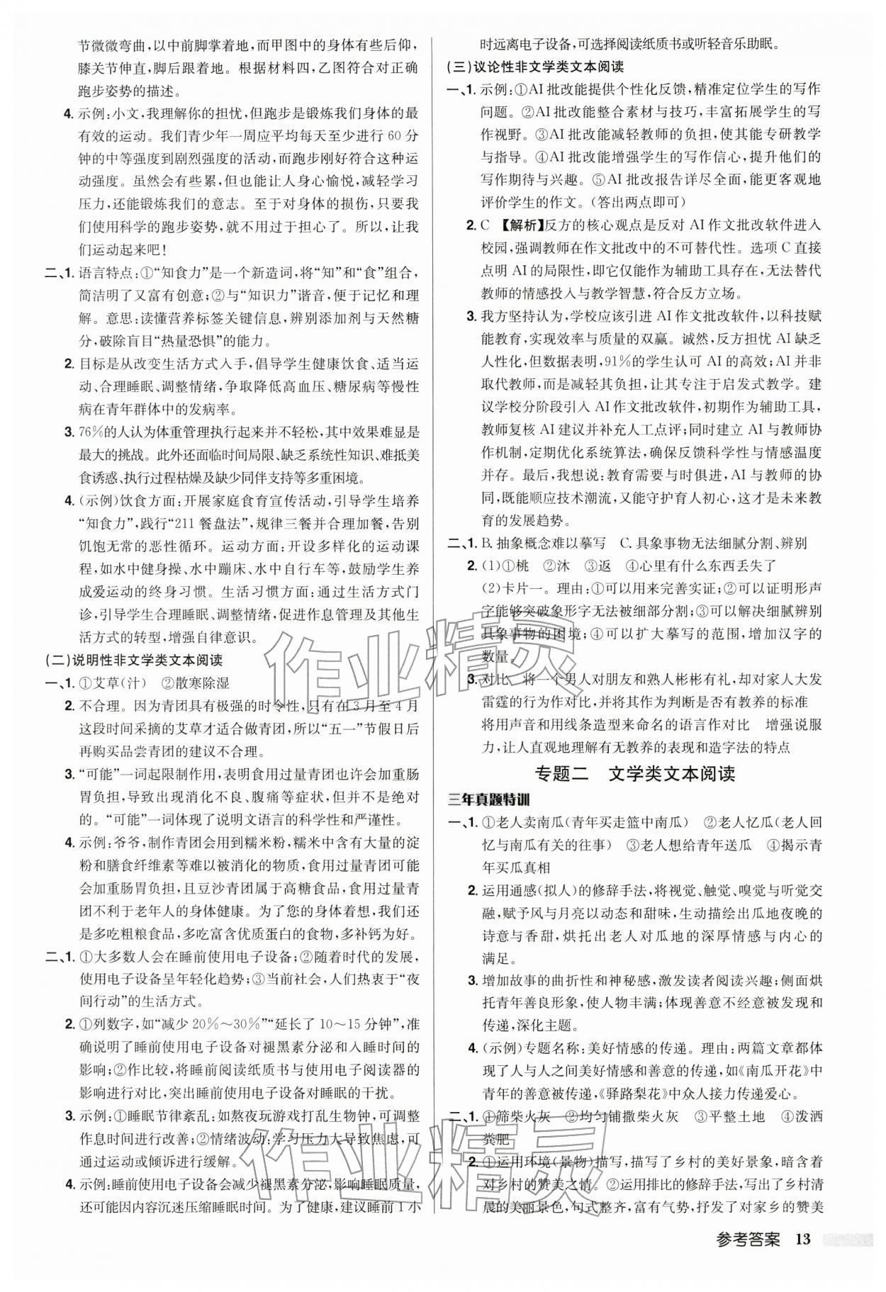 2026年启东中学中考总复习语文宿迁专版&nbsp;参考答案第13页