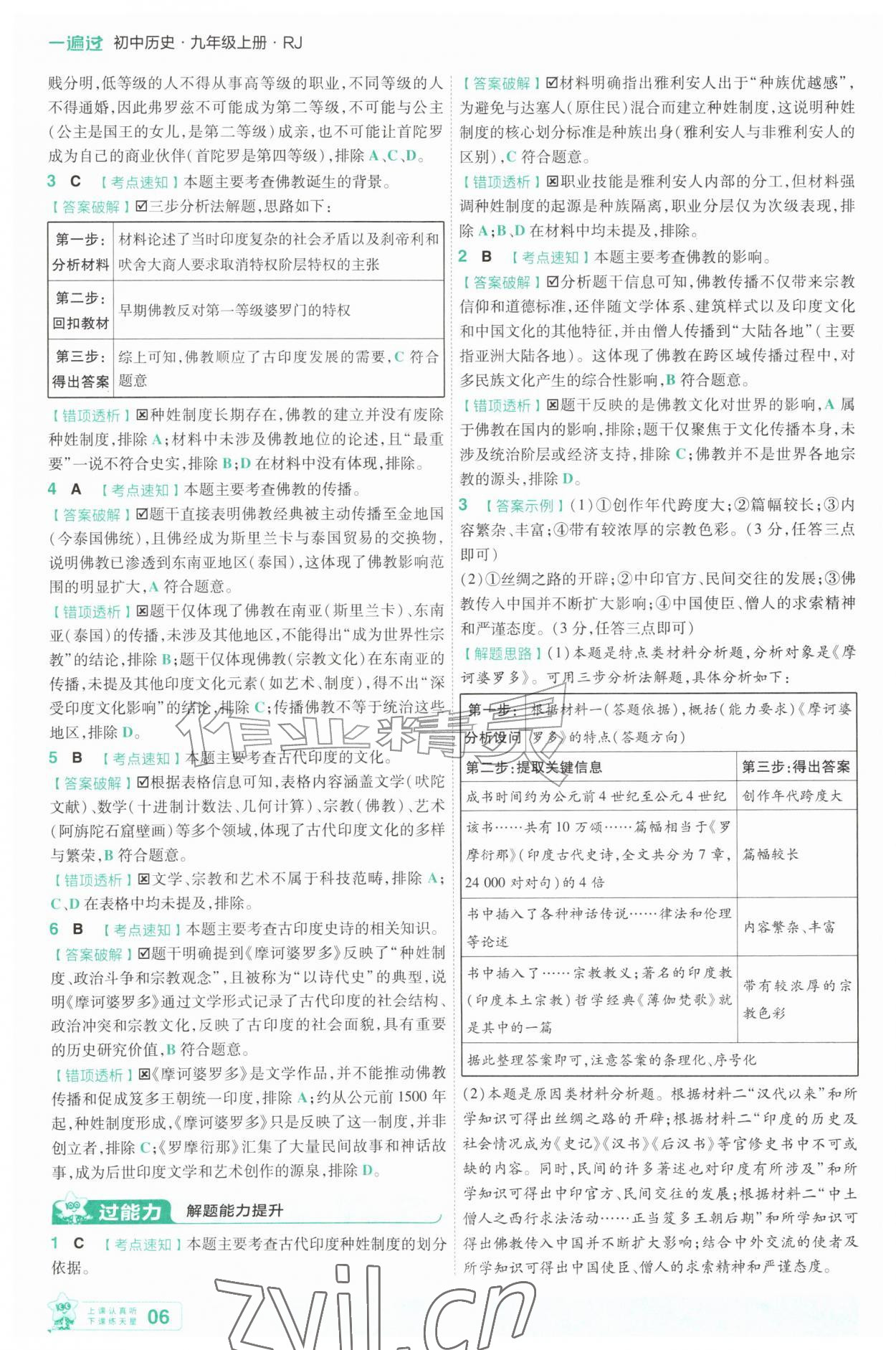 2026年一遍过九年级历史上册人教版&nbsp;第6页