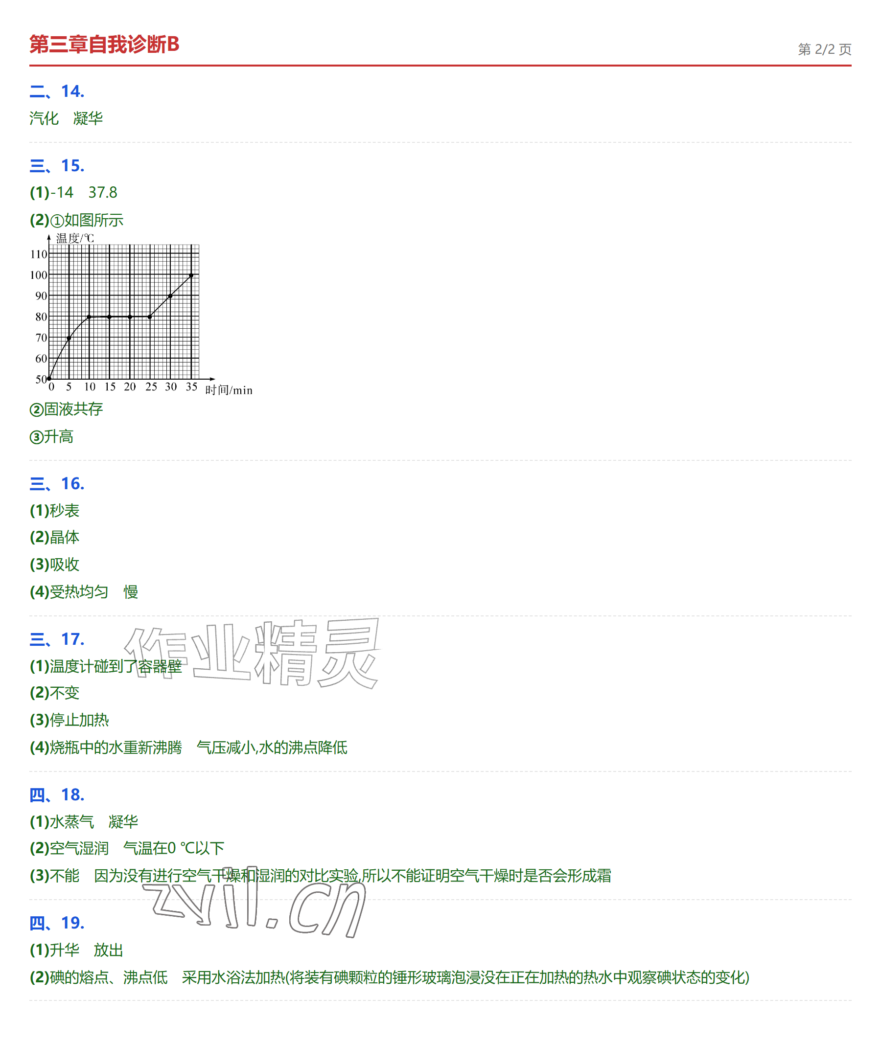 2026年学业水平评价八年级物理上册人教版&nbsp;参考答案第10页