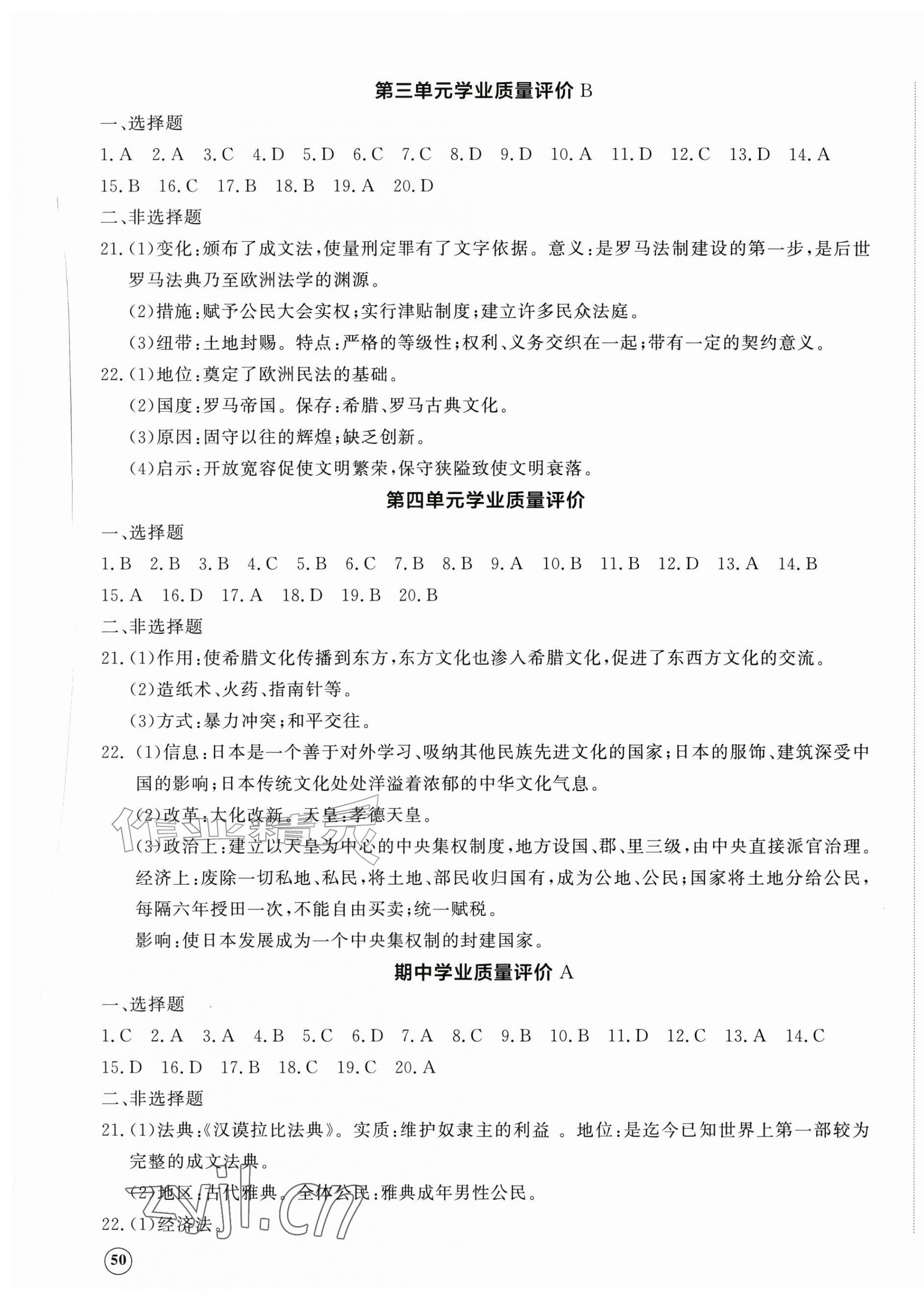 2026年精练课堂分层作业九年级历史上册人教版临沂专版&nbsp;第3页