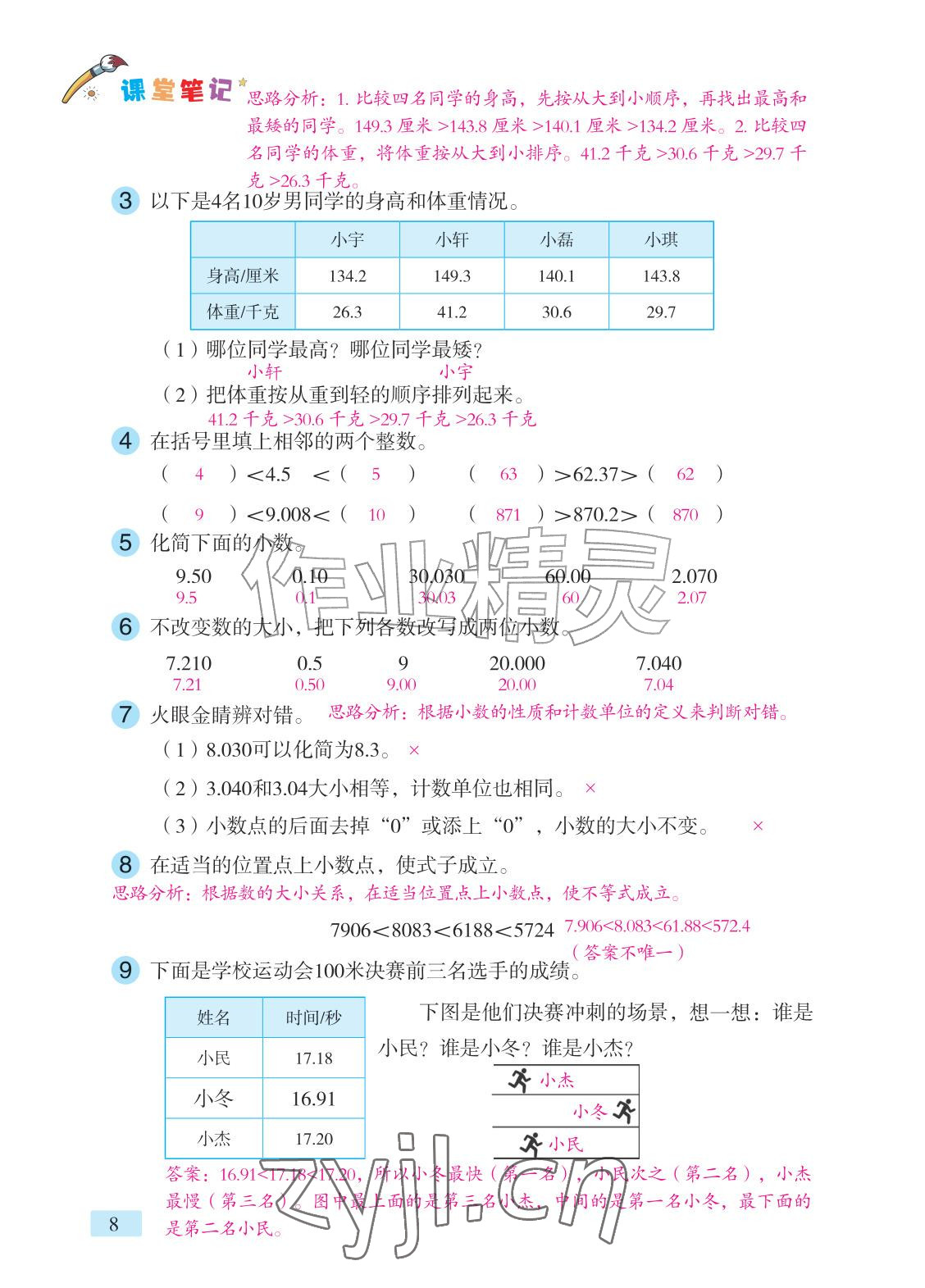 2026年课堂笔记五年级数学上册青岛版&nbsp;参考答案第5页
