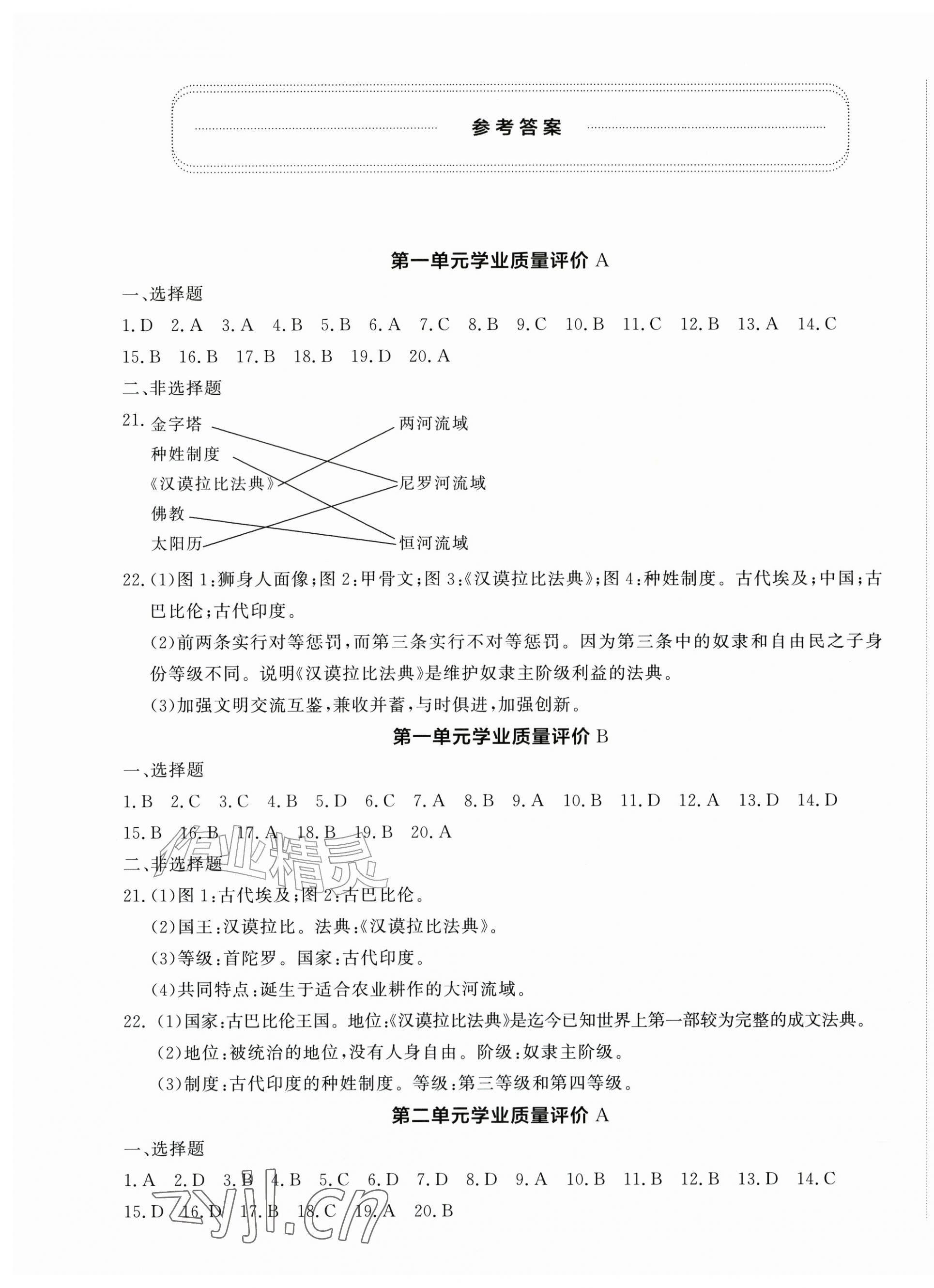 2026年精练课堂分层作业九年级历史上册人教版临沂专版&nbsp;第1页