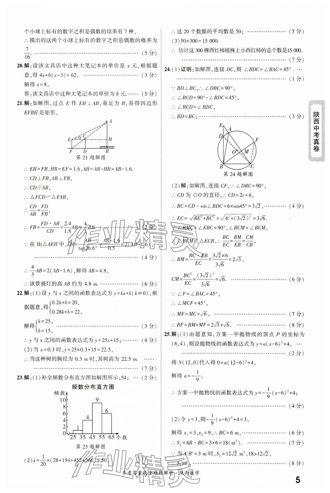 2025年一战成名中考真题与拓展训练数学版陕西专版&nbsp;参考答案第5页